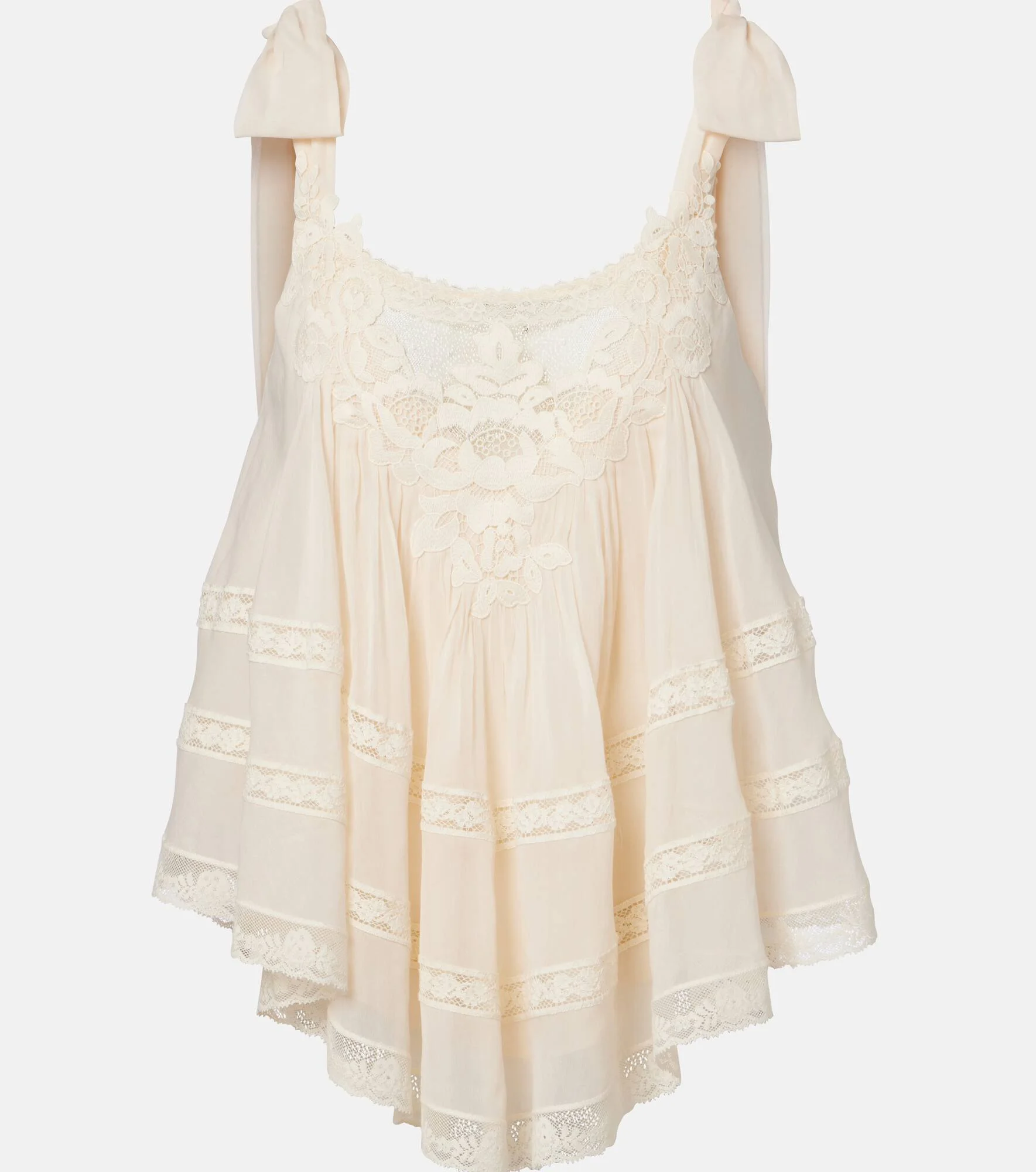 Awaken lace-trimmed cotton and silk top - 1