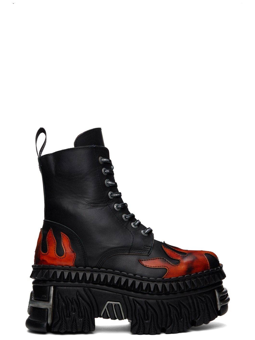 Black New Rock Edition Flame Combat Boots - 1