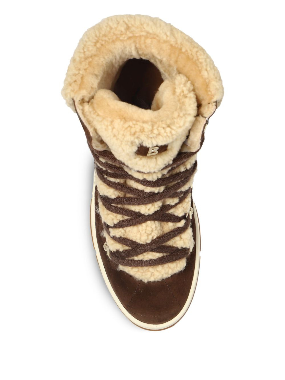 shearling-trimmed lace-up sneakers - 3