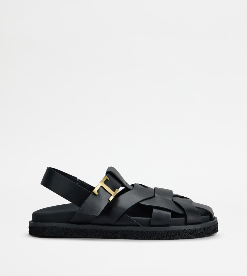 T TIMELESS SANDALS IN LEATHER - BLACK 1