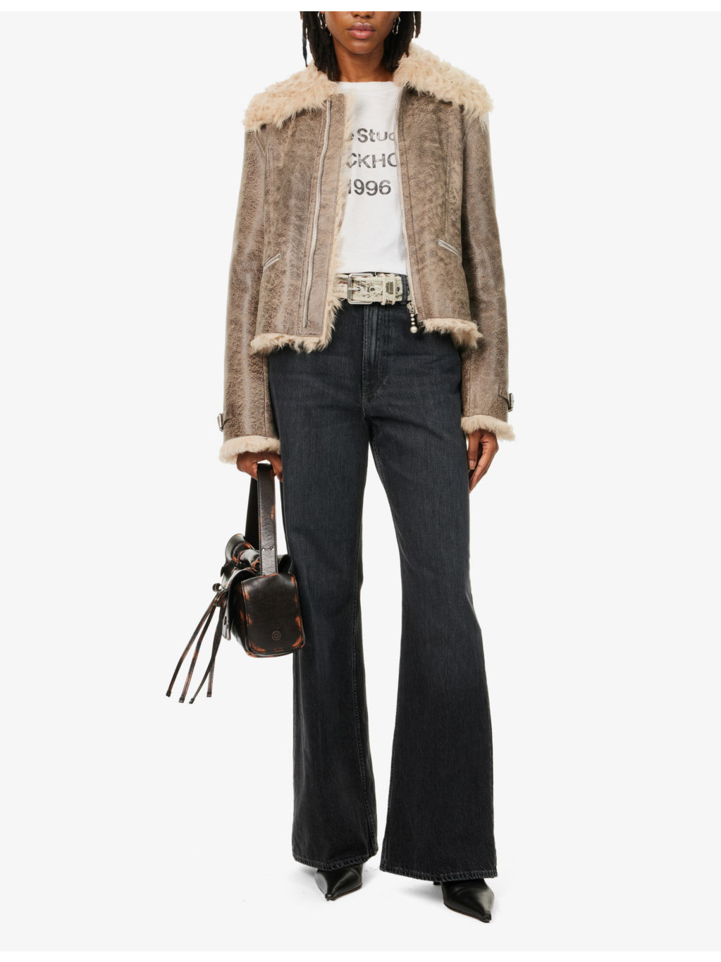 55 faded-wash wide-leg mid-rise denim jeans - 2