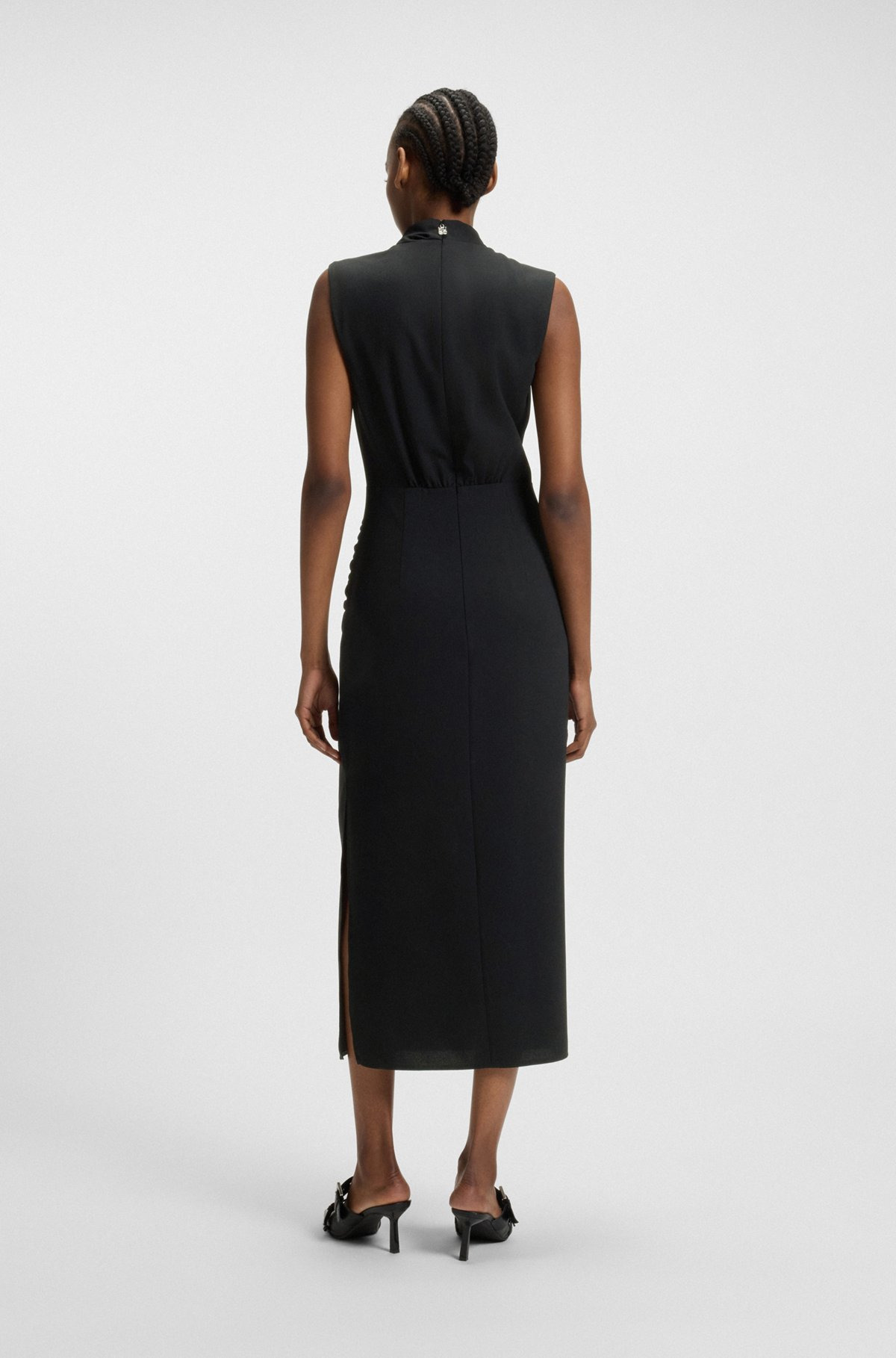 LONG-LENGTH DRESS IN CREPE WITH DRAPED MOCK NECKLINE - 4