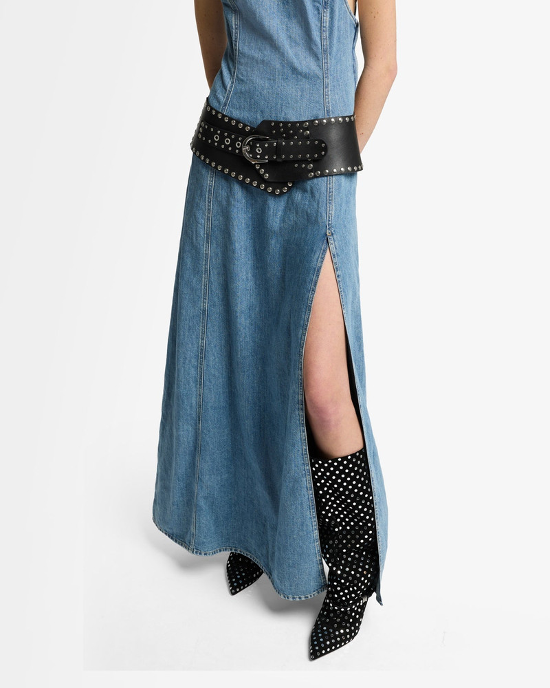 Indigo Linen Sleeveless Maxi Dress in Arizona 4