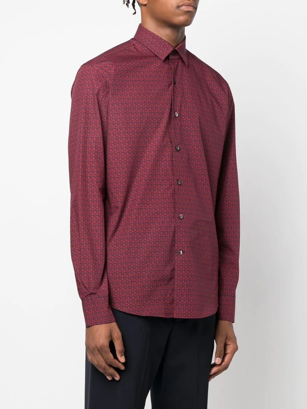 Gancini-print button-up shirt - 3