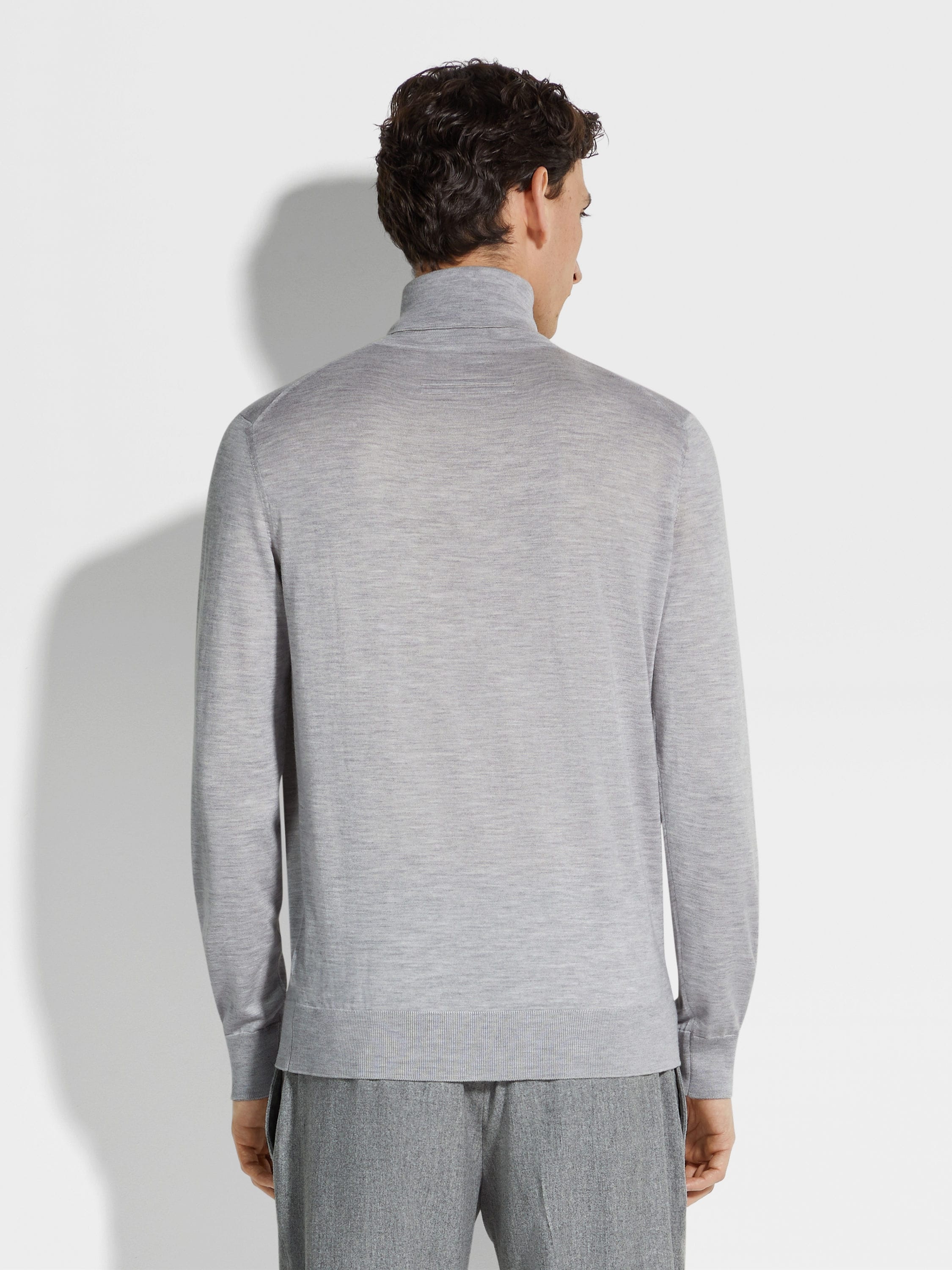 LIGHT GREY MÉLANGE CASHSETA TURTLENECK - 5