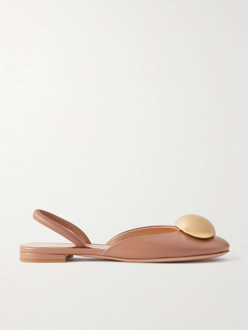 Sphera embellished leather slingback flats 1