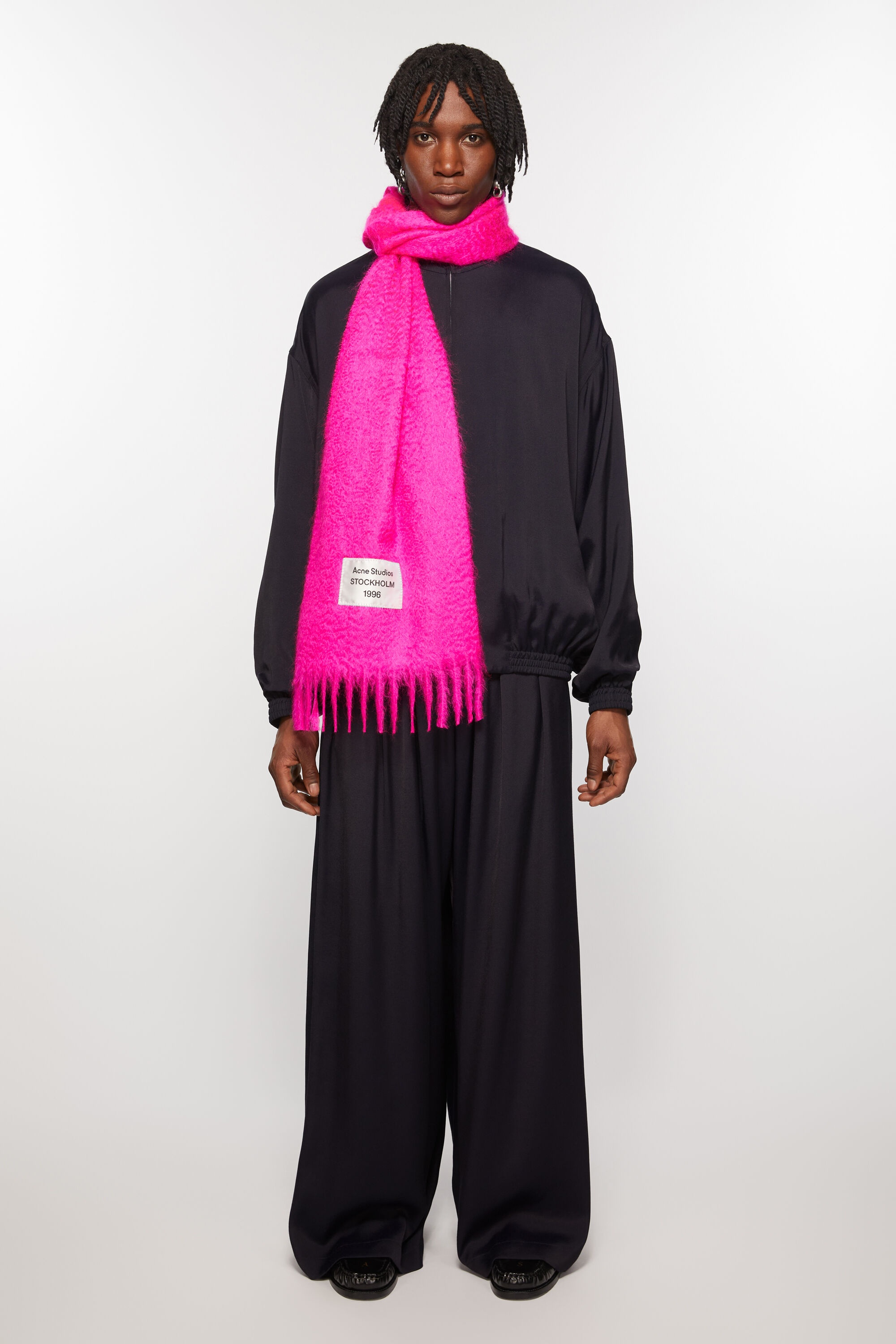 Fringe alpaca scarf - Fuchsia pink - 3