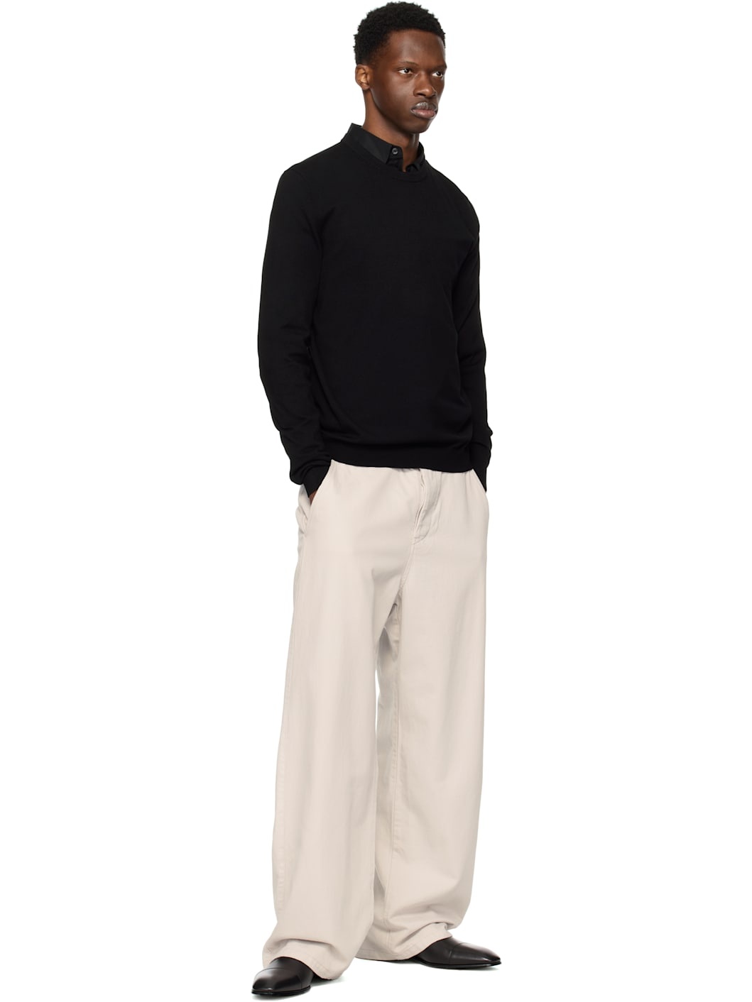Black Regular Fit Crewneck Soft Yarns Sweater - 4