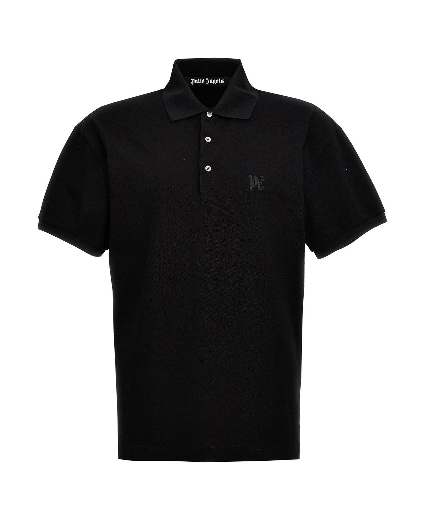 Monogram Embroidered Short-sleeved Polo Shirt - 1