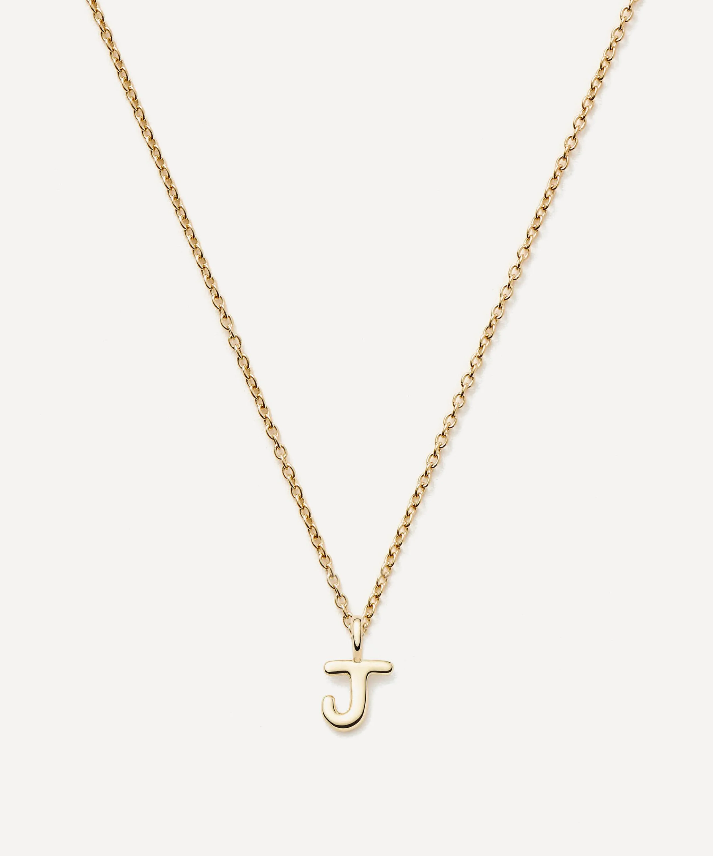 14ct Gold Fine Initial Mini J Pendant Necklace - 1