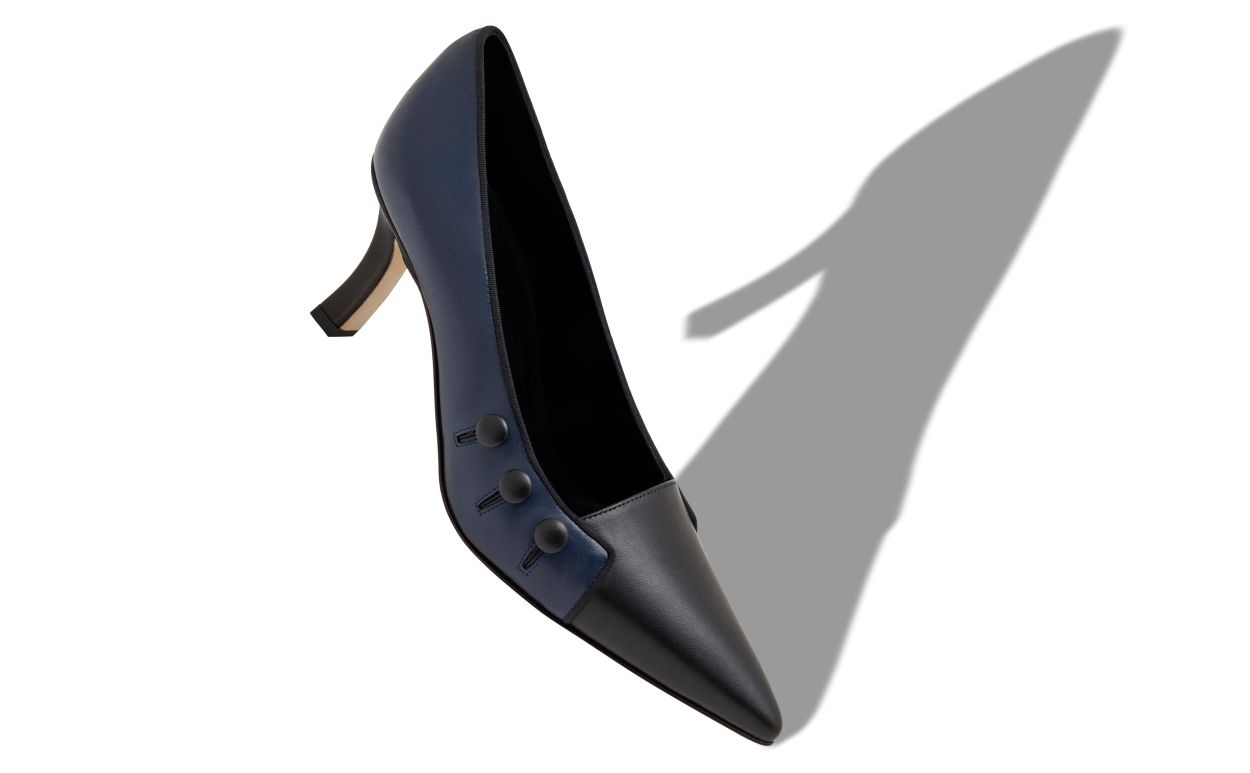 Navy Blue Nappa Leather Pumps - 2