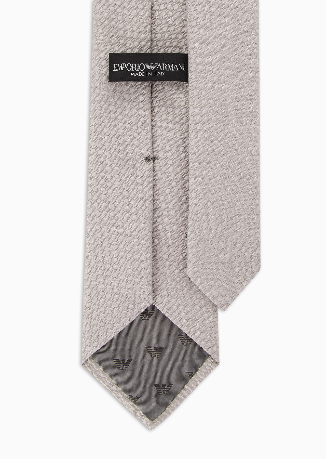 Silk blend tie with jacquard op-art motif - 2