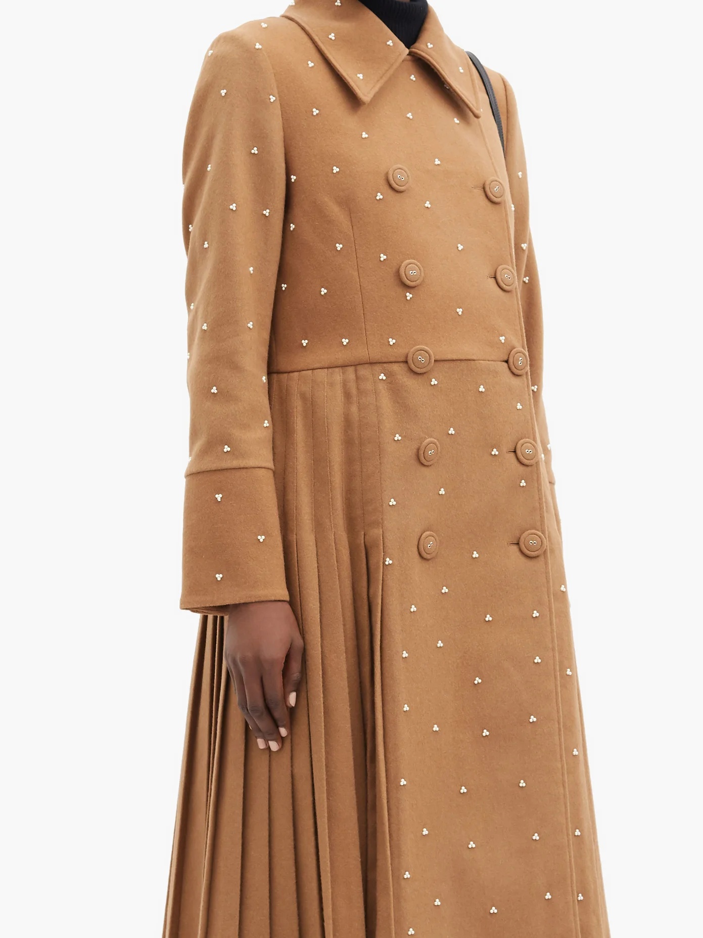 Murray pearl-embellished wool-blend coat - 6