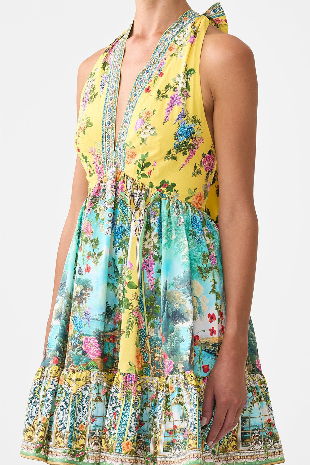 RUFFLE HEM HALTER SHORT DRESS - 5