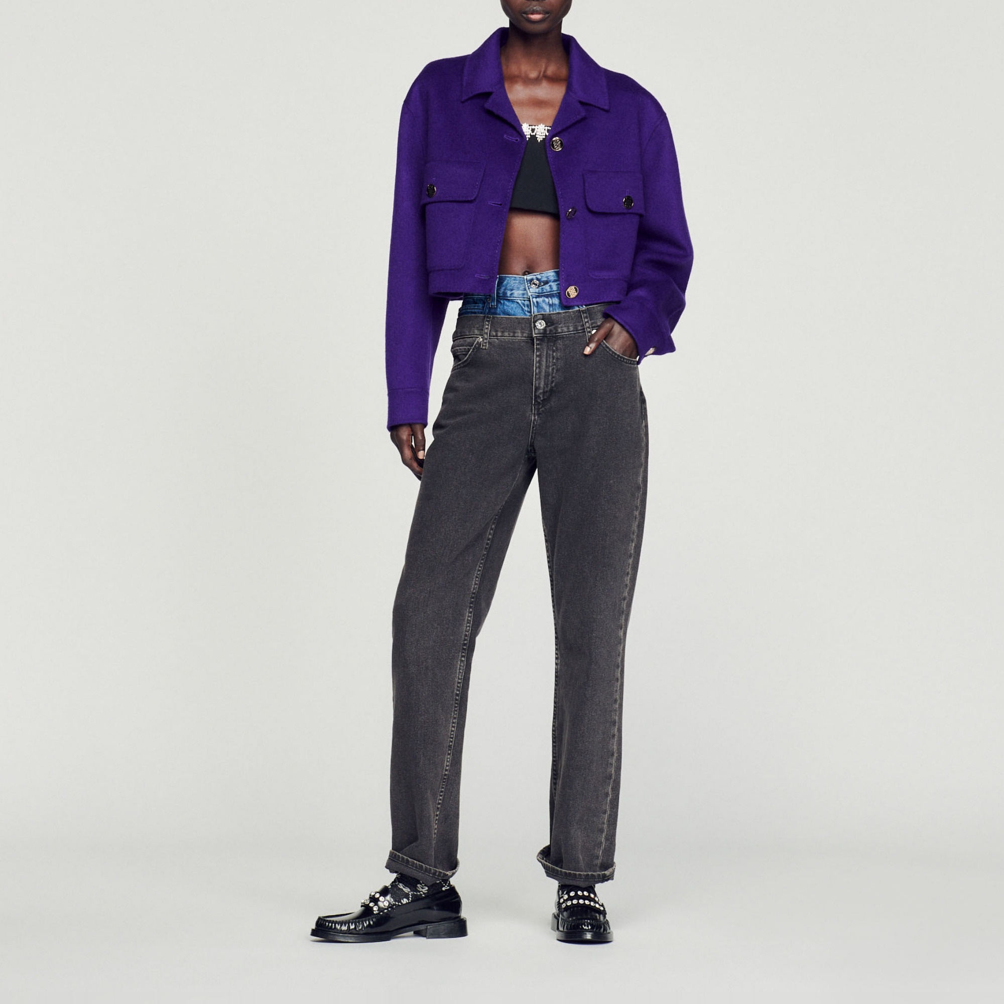 Cropped wool coat - 2