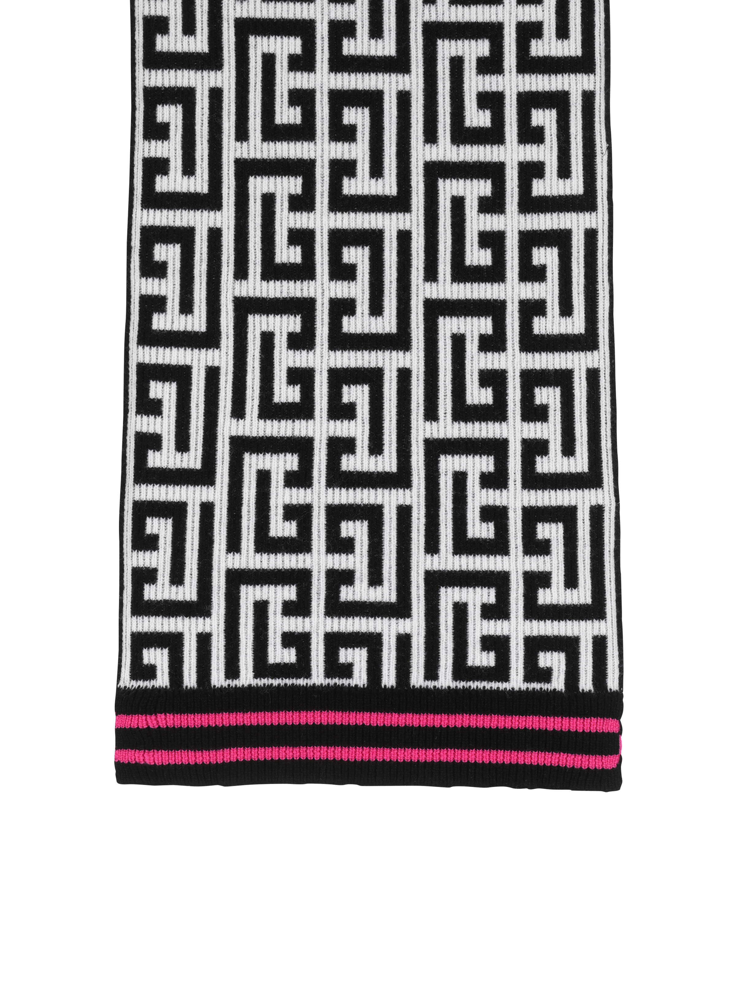 Wool scarf with large Balmain monogram - 1