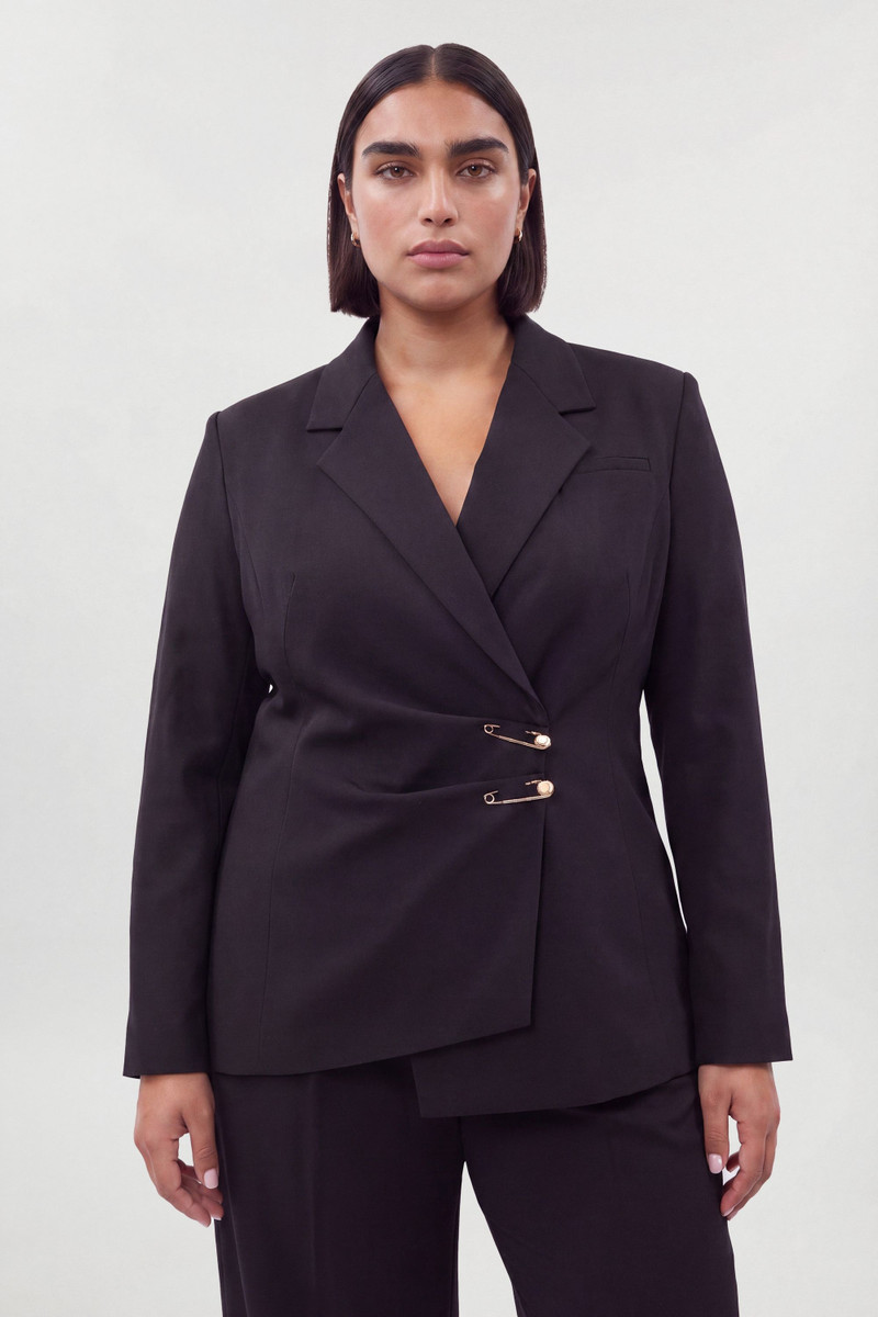 Plus Size Trim Detail Tailored Single Breasted Blazer 4