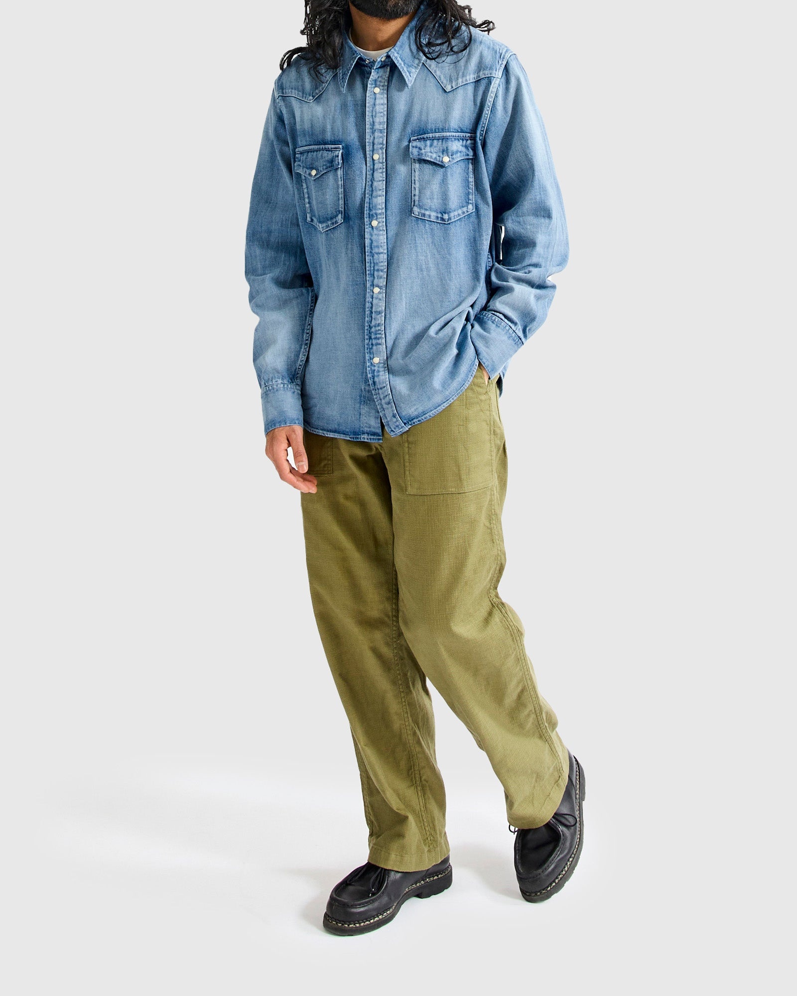 Social Sculpture Shirt Damaged in Light Indigo - 9
