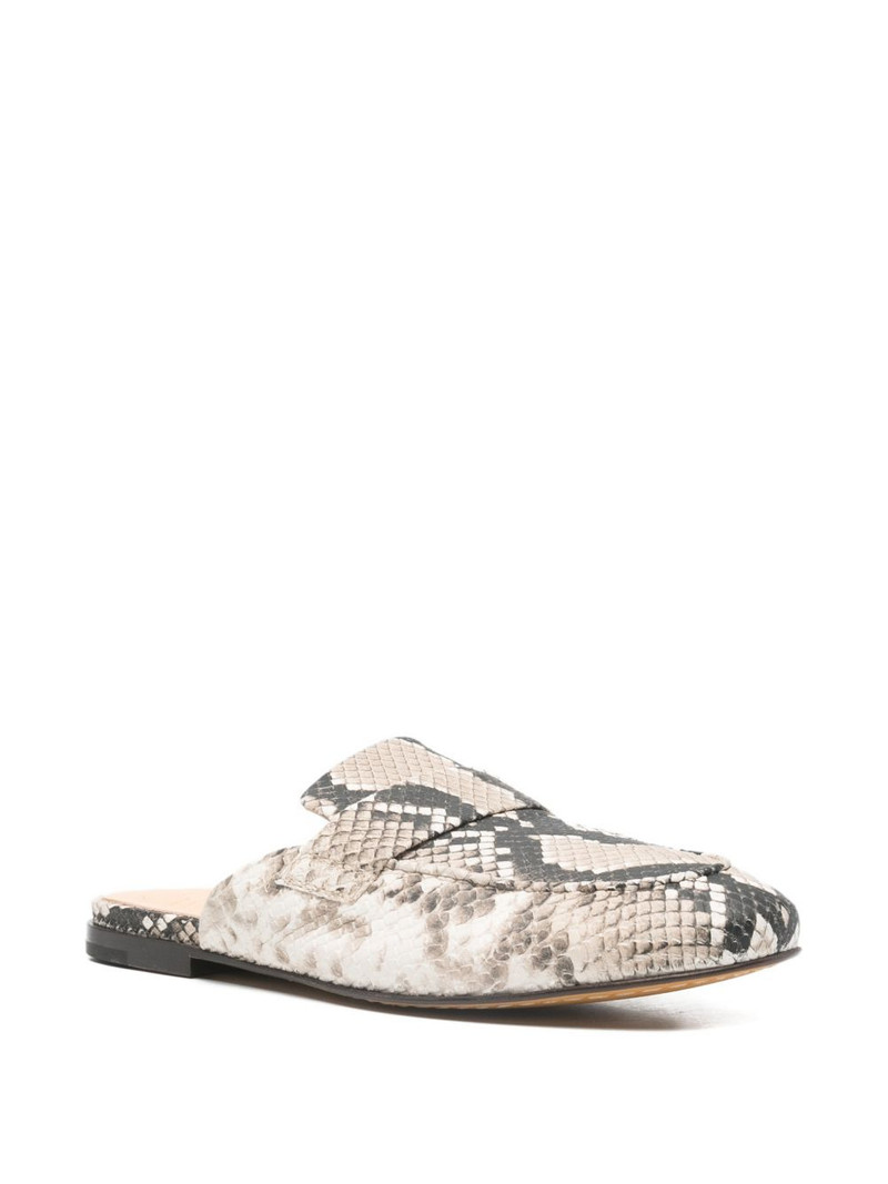 OFFICINE CREATIVE Blair snakeskin-effect flat mules outlook