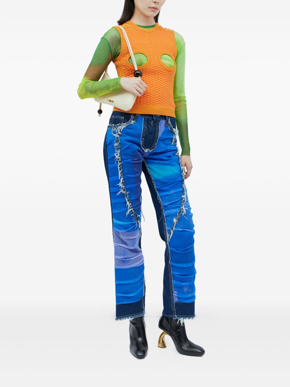 cut-out waffle-knit top - 2