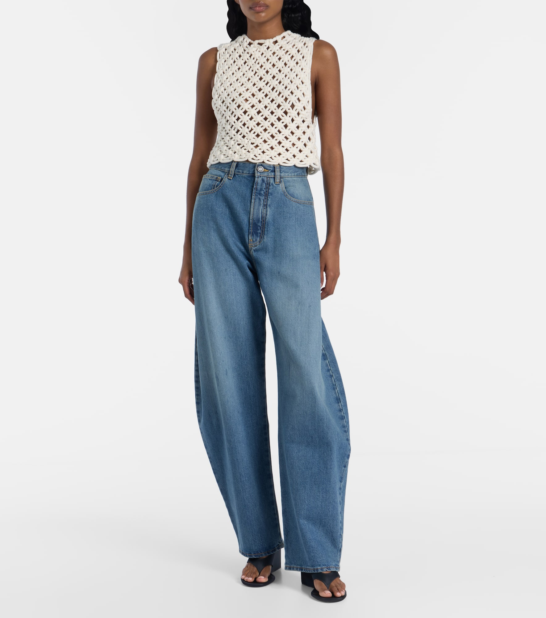 Open-knit cotton-blend top - 2