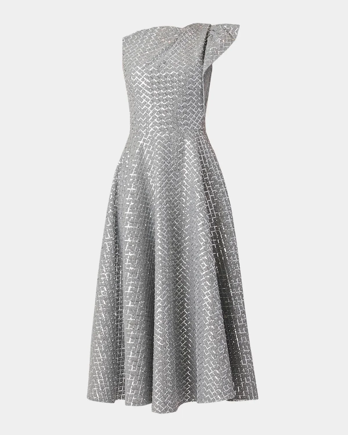 Champan Sequin Ruffle-Sleeve Midi Dress - 1