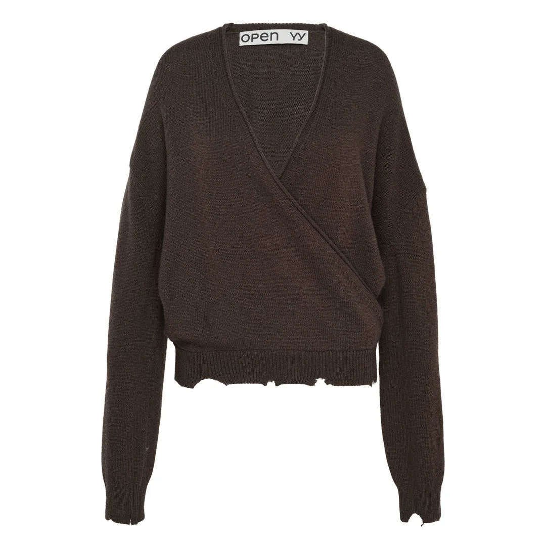 Wool Criss Cross Wrap Knit - 1