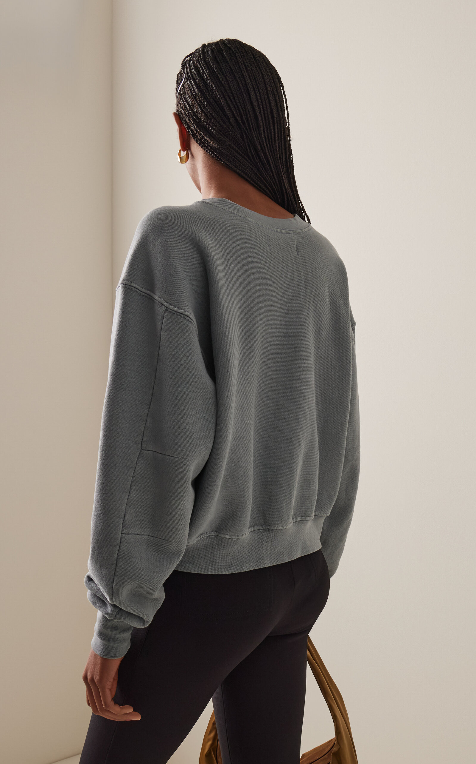 Ryder Cropped Cotton Sweatshirt grey - 4