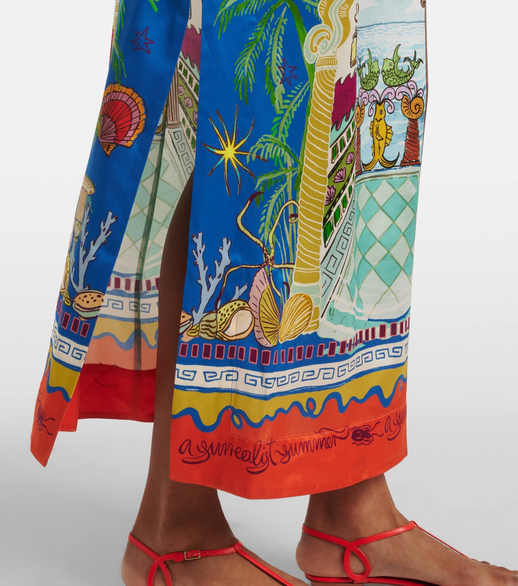 Surrealist silk midi dress - 5