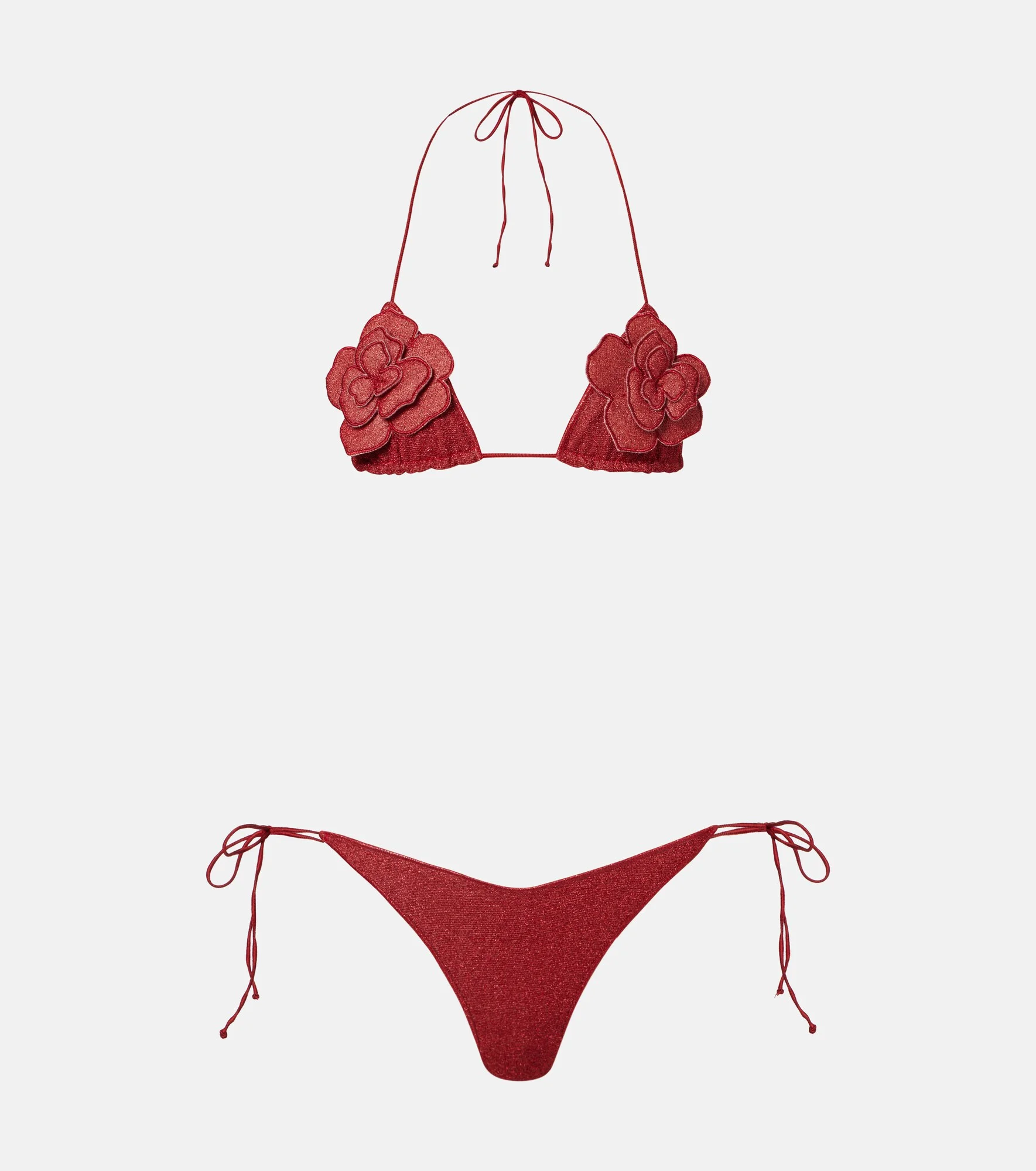 Lumière floral-appliqué lamé bikini - 1