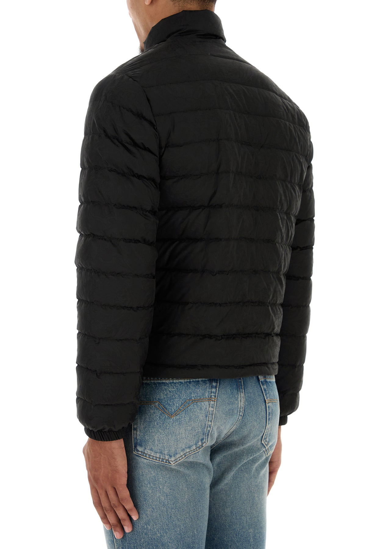 Black nylon down jacket - 4