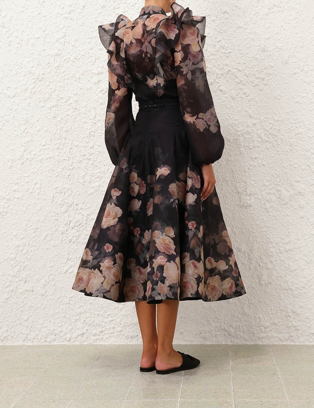 CRUSH FLARED MIDI SKIRT - 4
