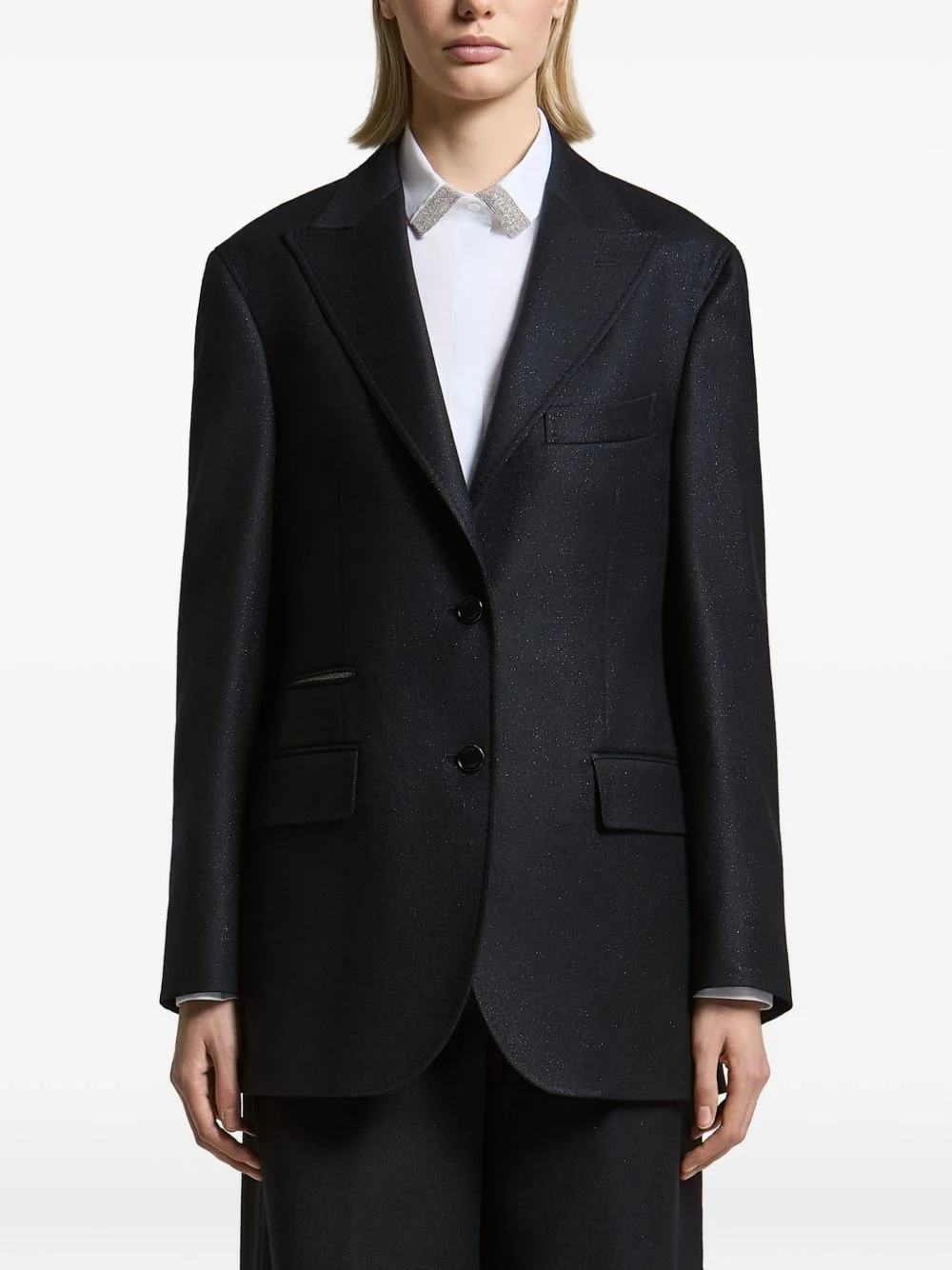 glitter-effect single-breasted blazer - 1