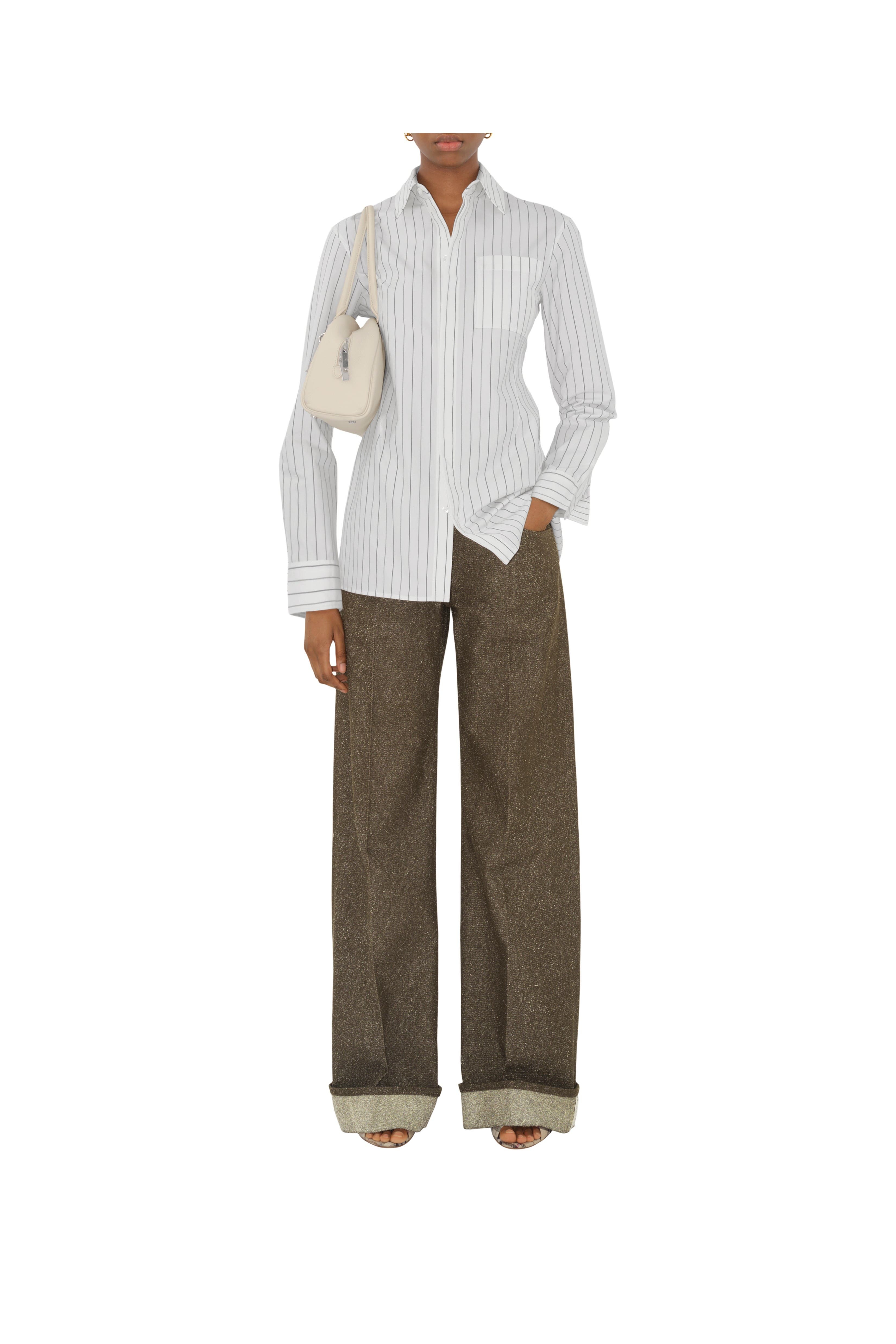 burberry Regular Fit Striped Cotton Shirt in String/coal at Nordstrom - 3