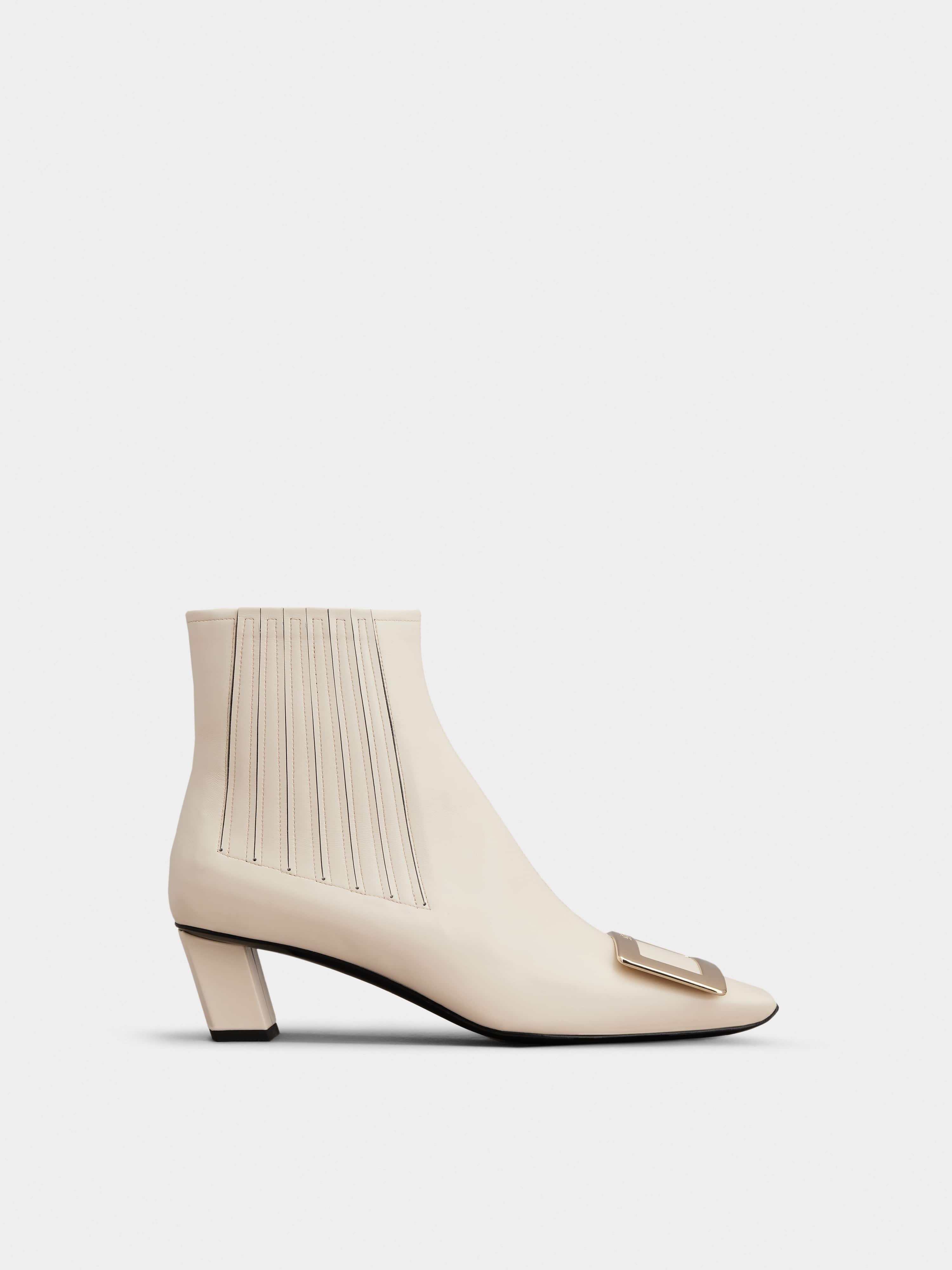 Belle Vivier Metal Buckle Chelsea Ankle Boots in Leather - 1
