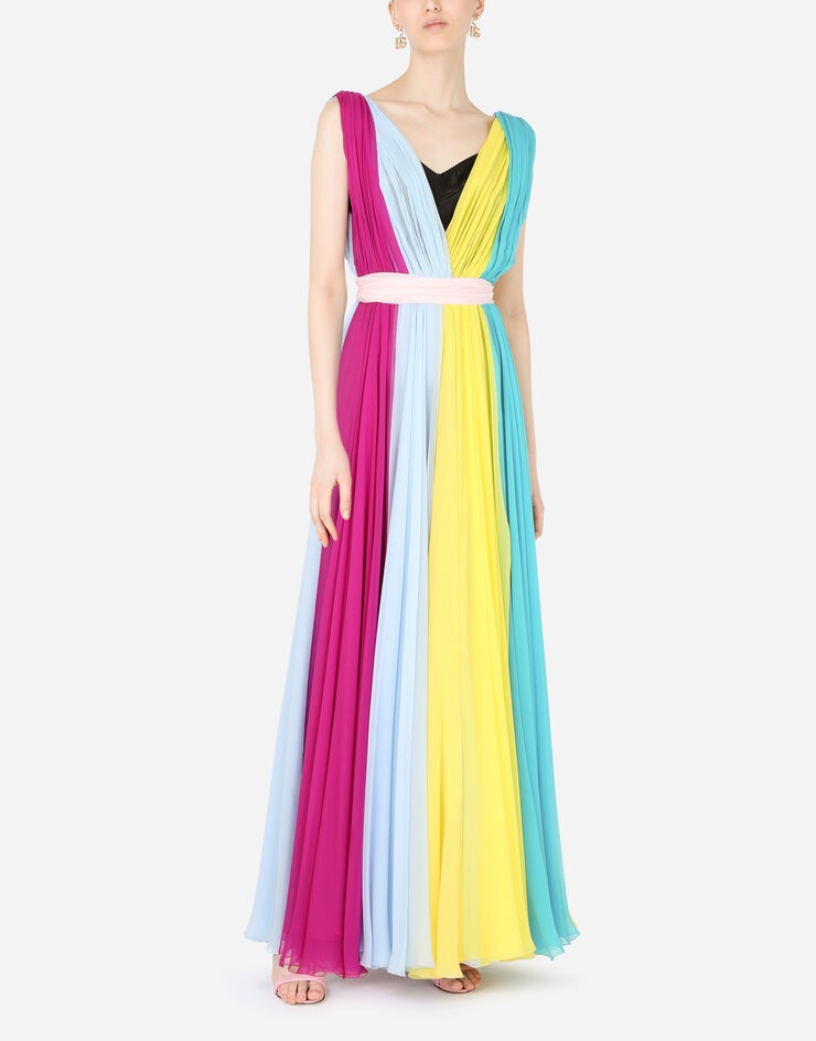 Long multi-colored chiffon dress - 6