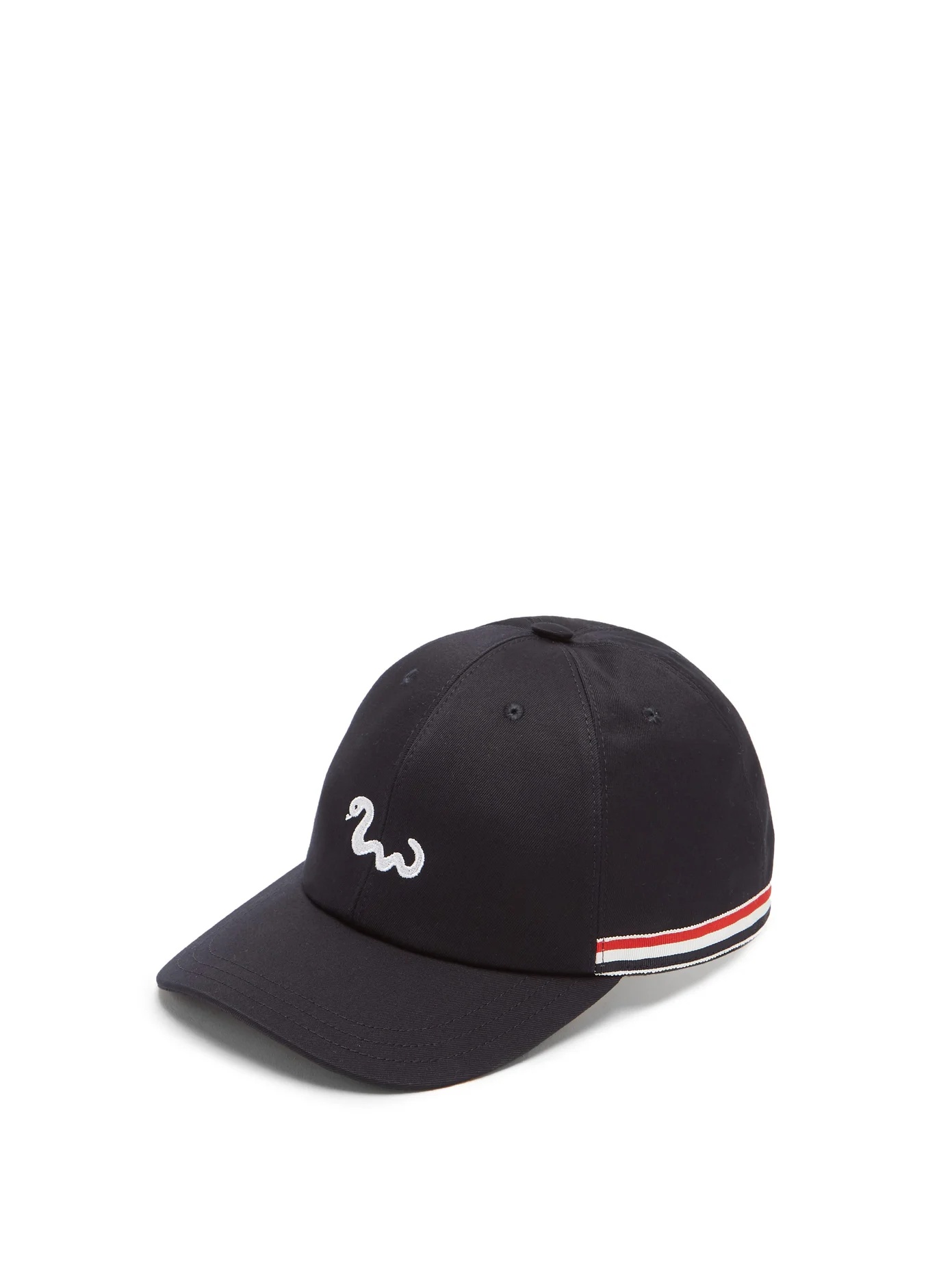 Snake-embroidered cotton baseball cap - 1