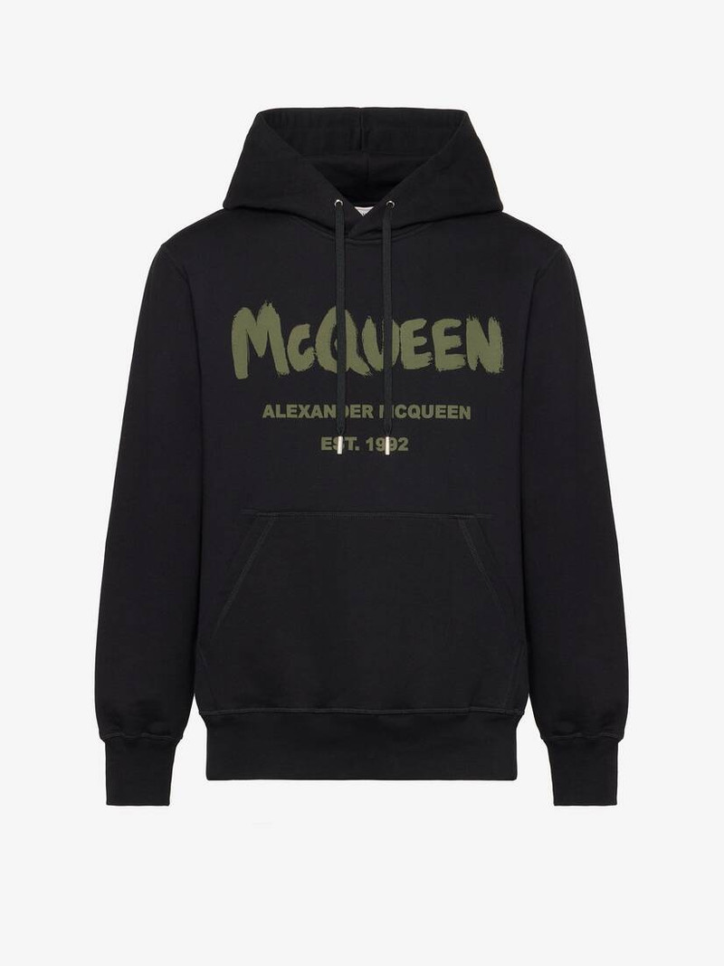 Men's McQueen Graffiti는 블랙/카키의 스웨터를 두었습니다 1
