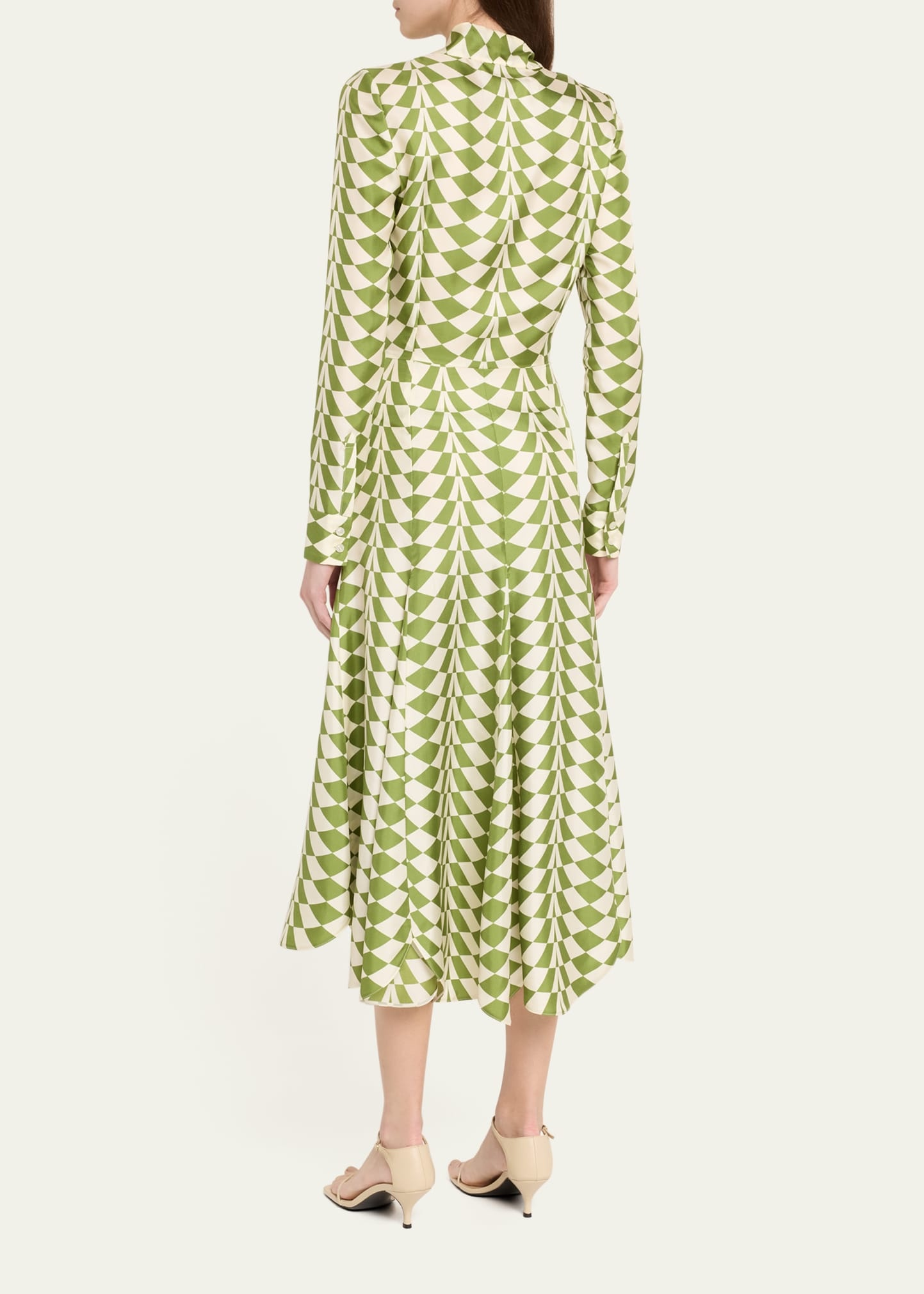 Geo Silk Twill Long-Sleeve Midi Shirtdress - 3