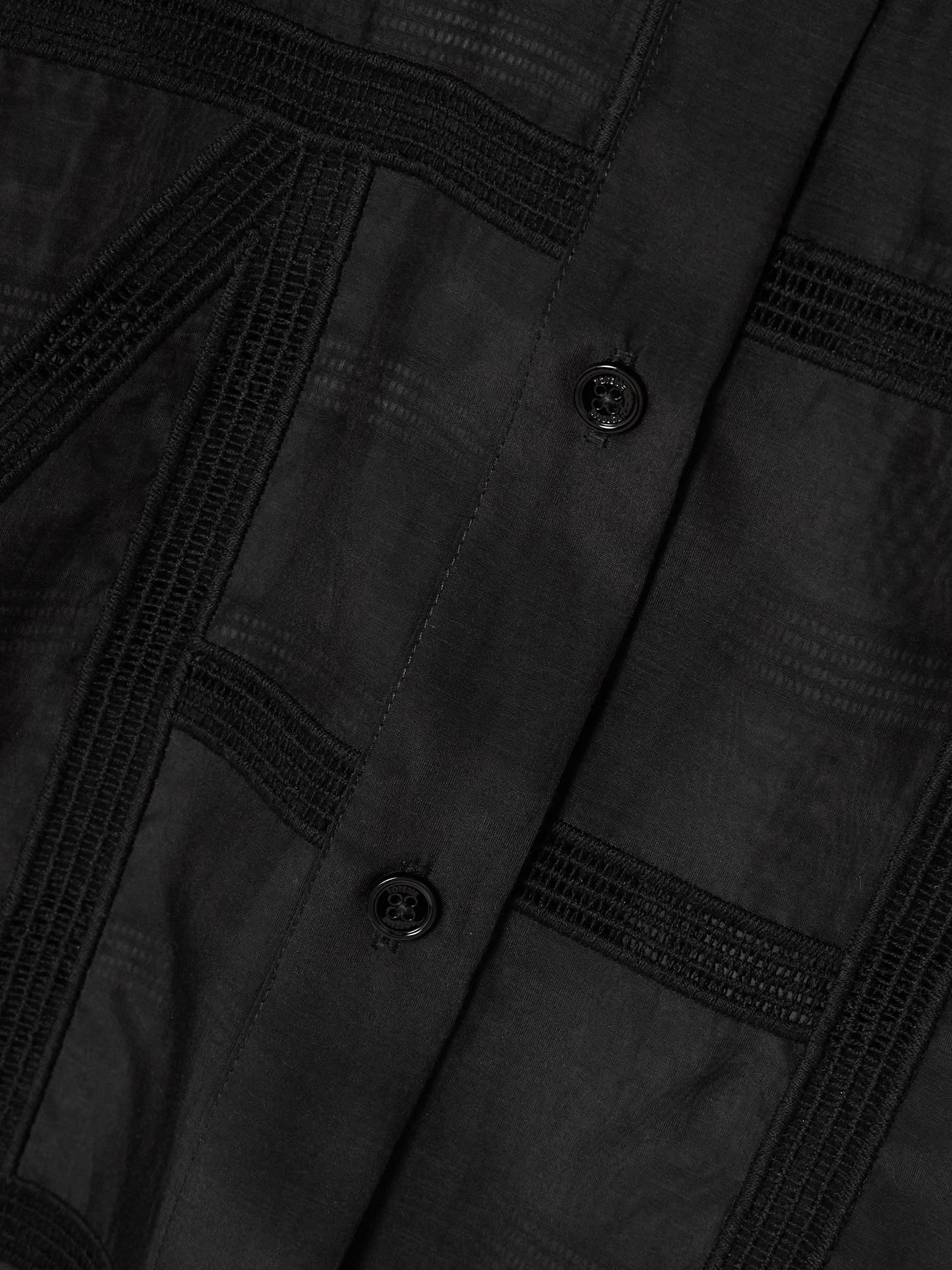 Embroidered organic cotton and silk-blend voile shirt Black - 5