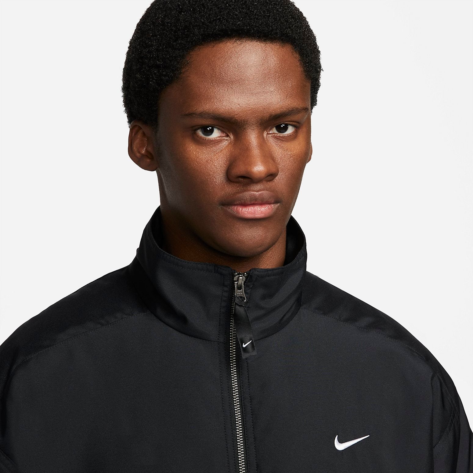 Nike Lab Solo Swoosh Satin Bomber Jacket 'Black Kumquat' DN1266-010 - 3