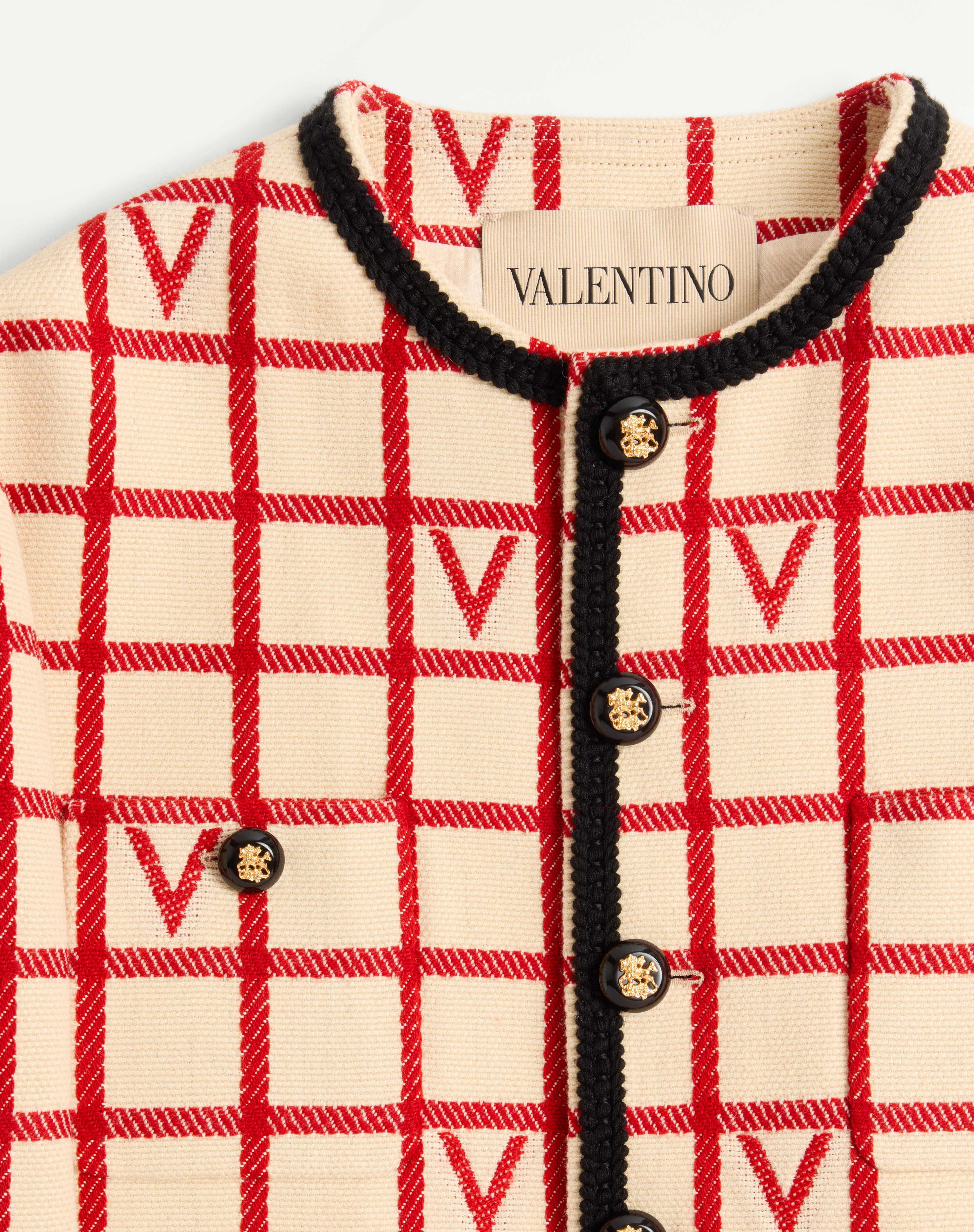WOOL BLEND JACKET WITH V CHECK PATTERN - 7