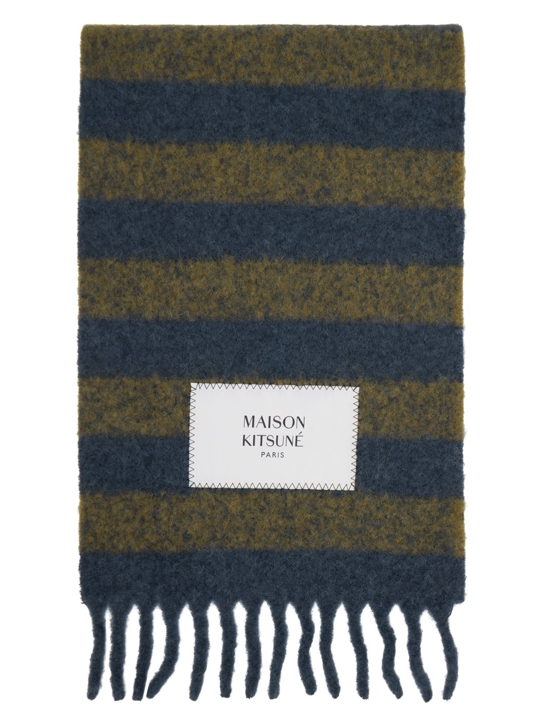 Navy & Green Striped Scarf - 1