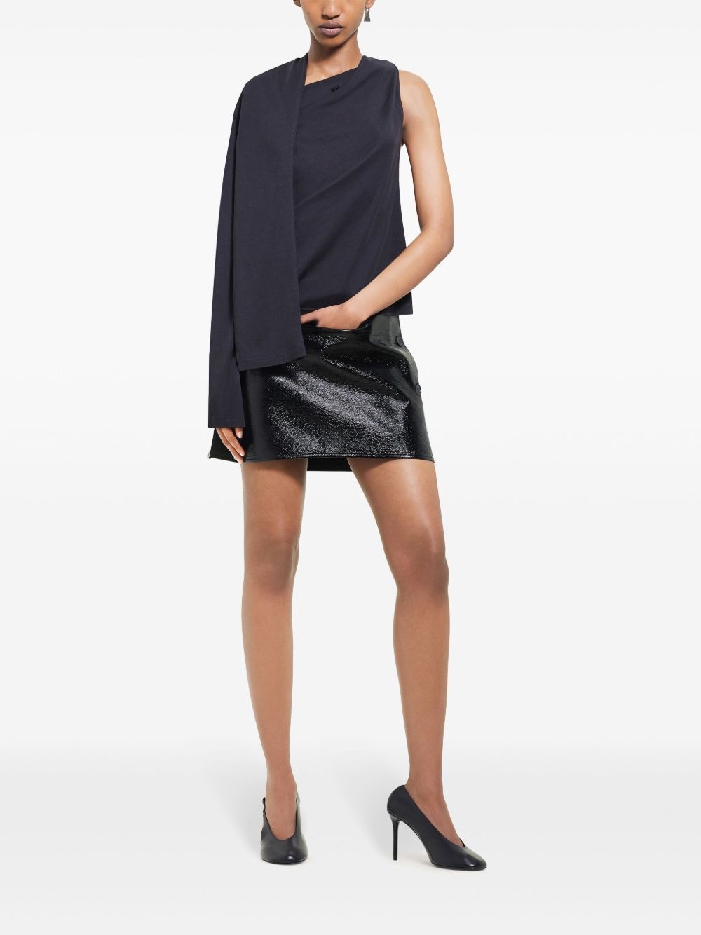Oblique vinyl mini skirt - 2