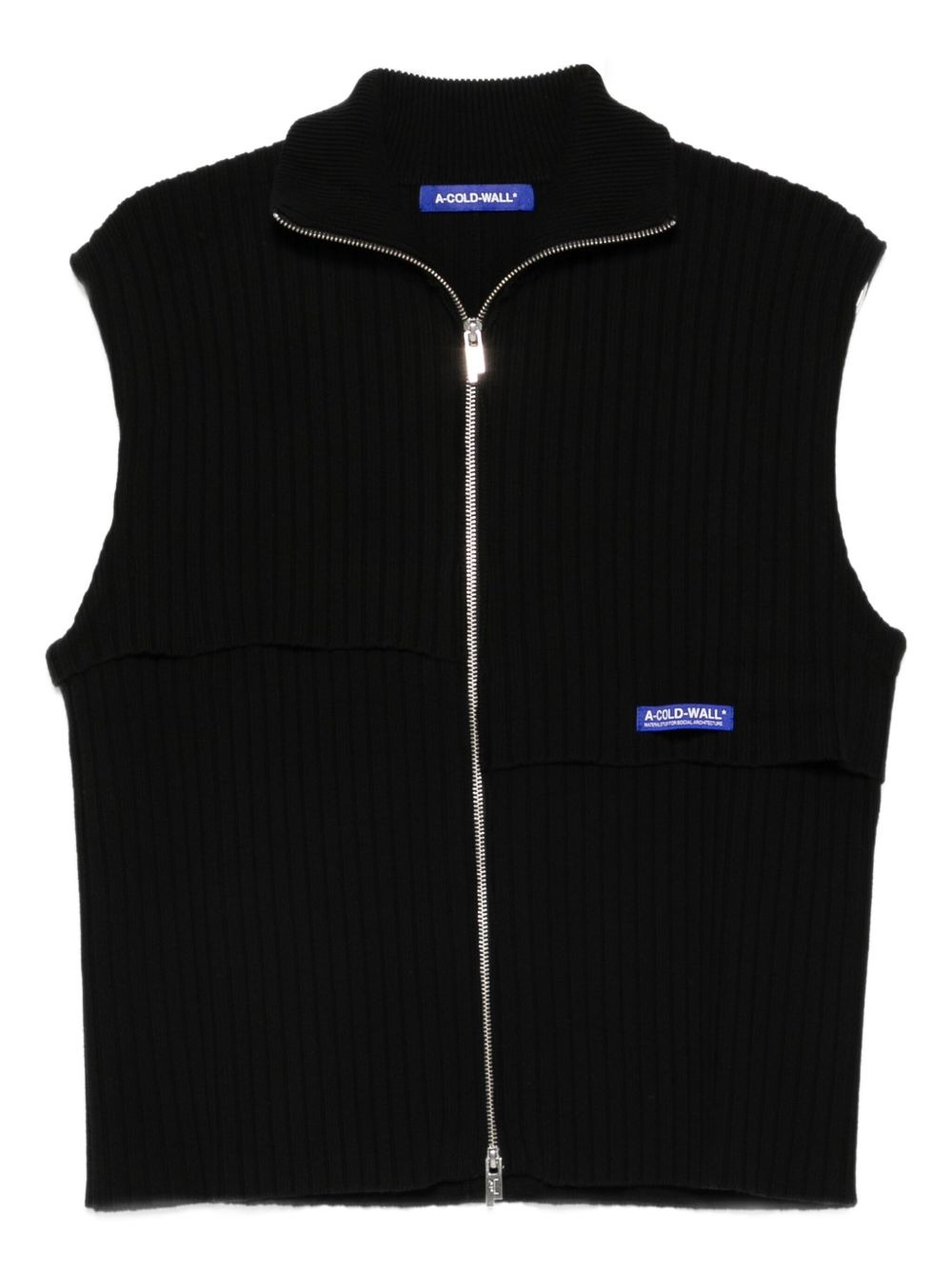 ribbed zip-front vest - 1
