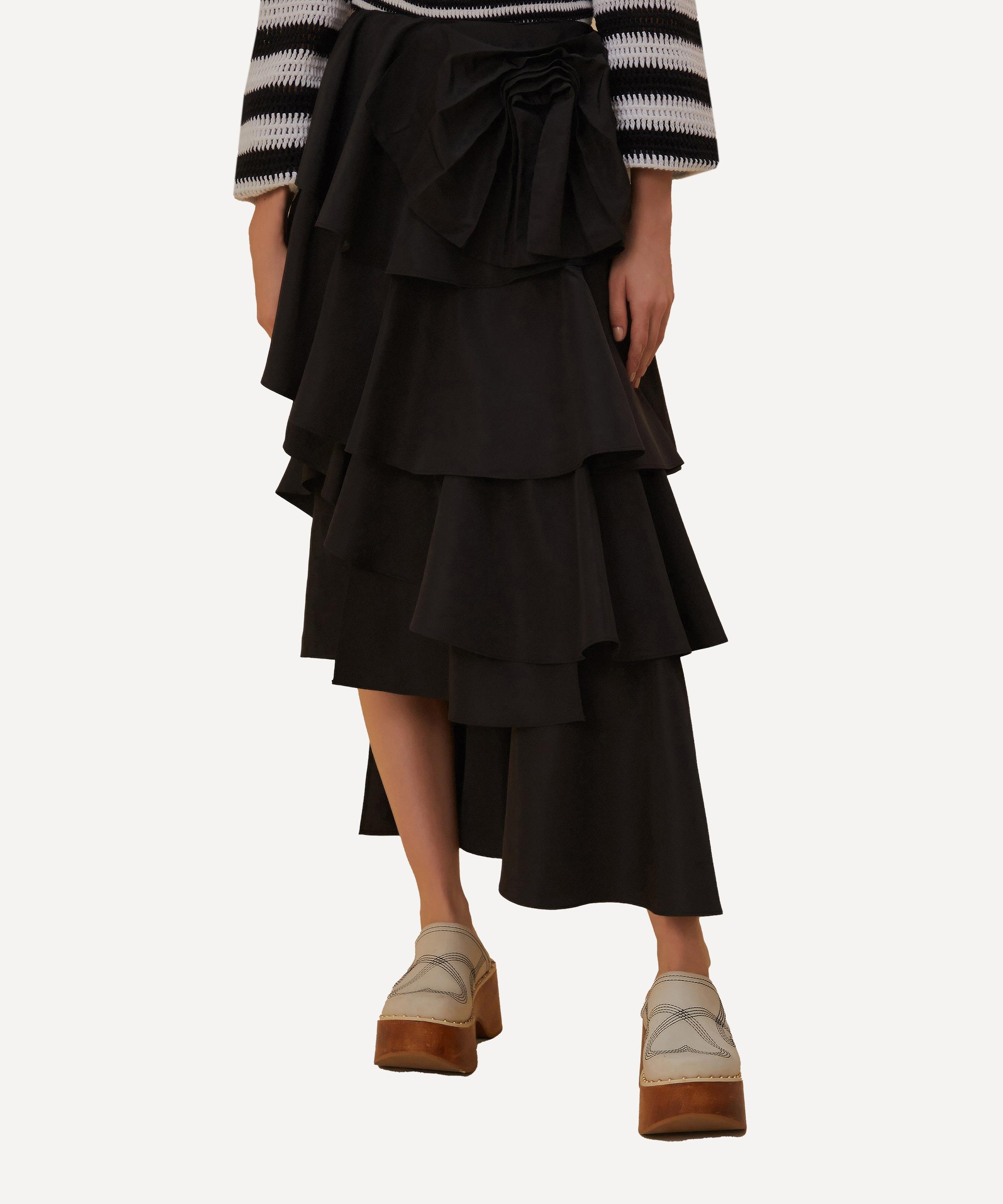 Black Tiered Bow Detail Maxi-Skirt - 4