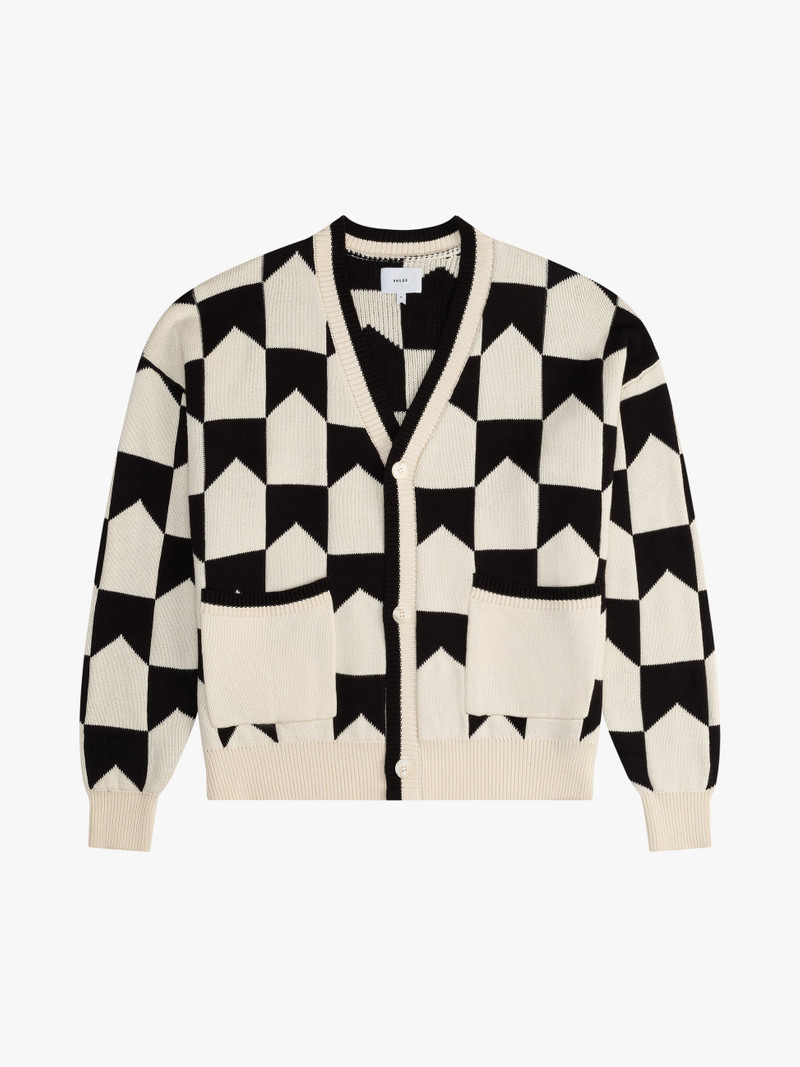 CHEVRON CHECKERED KNIT CARDIGAN 1