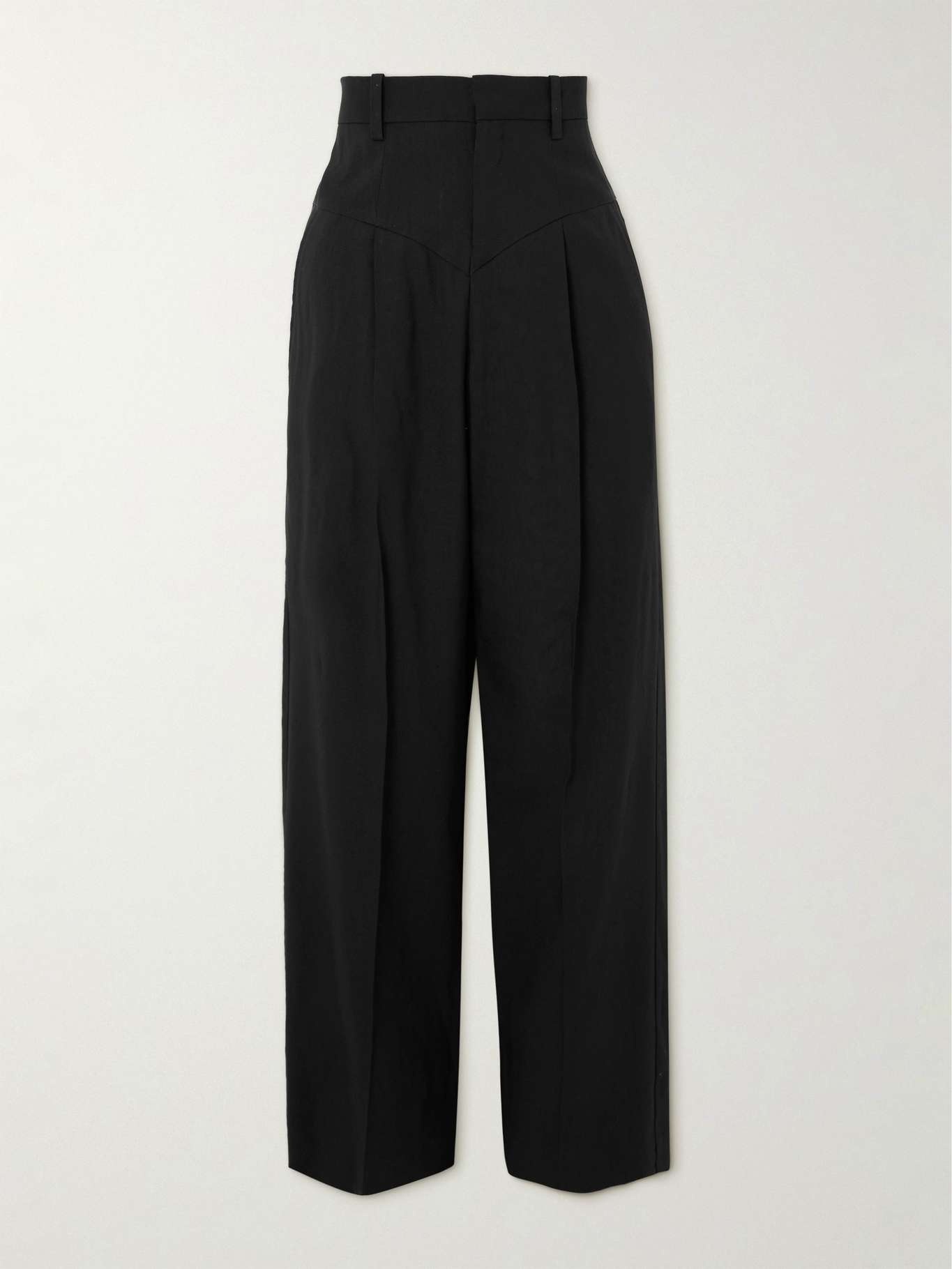 Staya pleated paneled hemp-blend cady wide-leg pants - 1