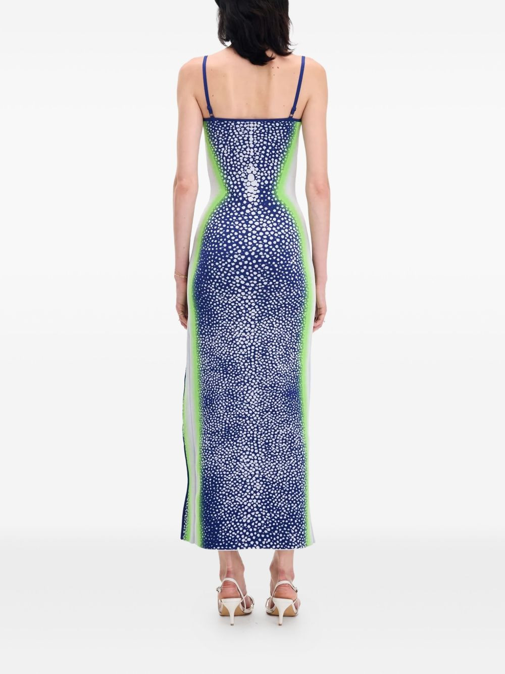 spot-print side-split dress - 3