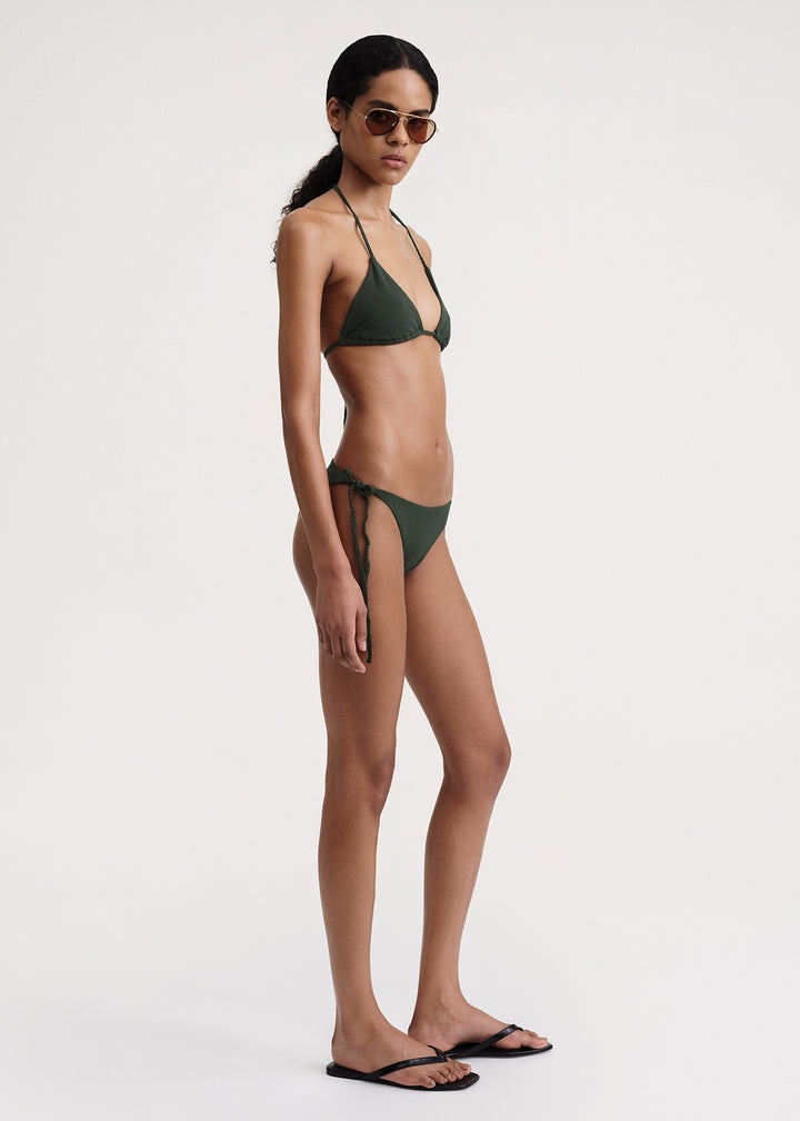 Braid-tie bikini bottoms dark green - 3